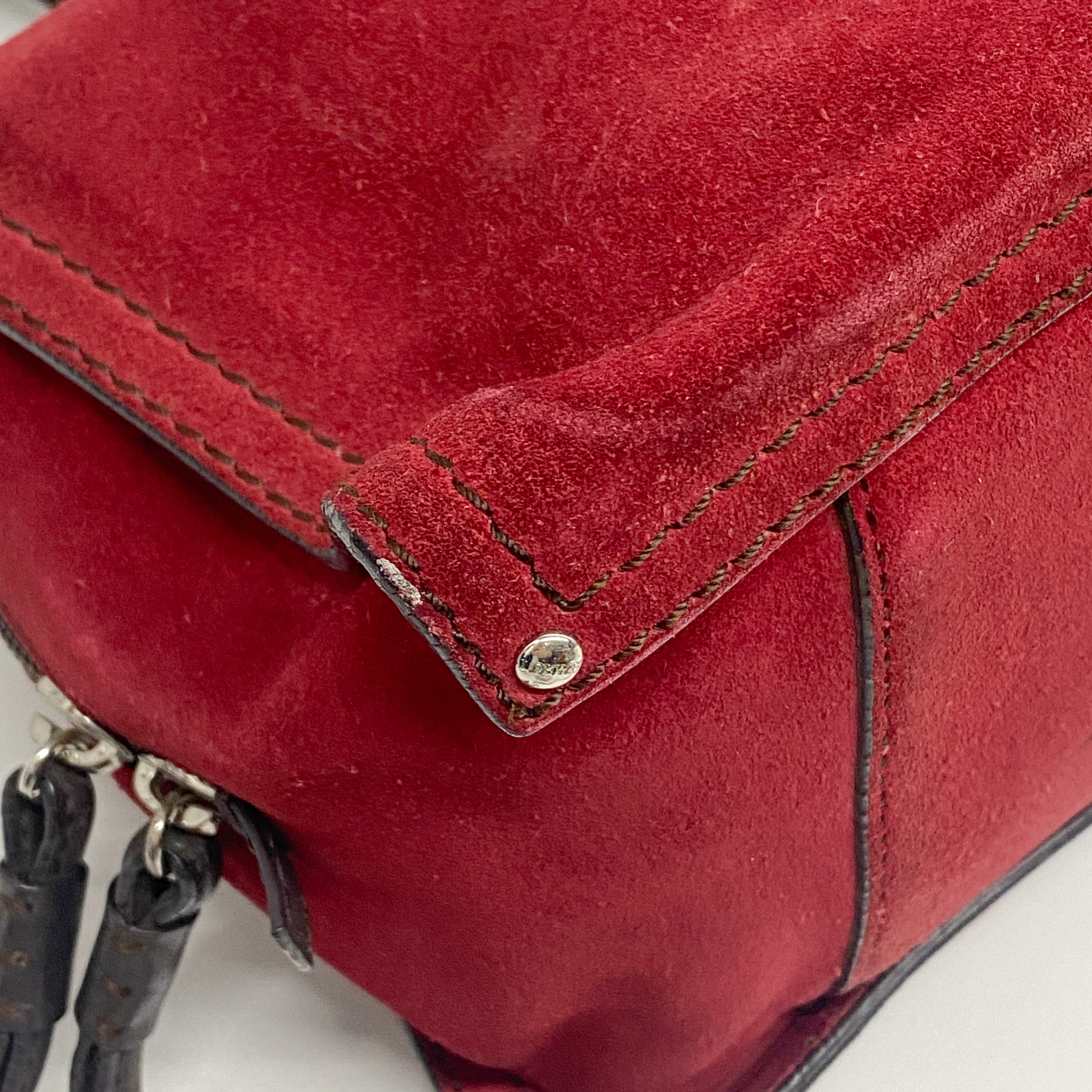 Vintage Red Suede Shoulder Bag