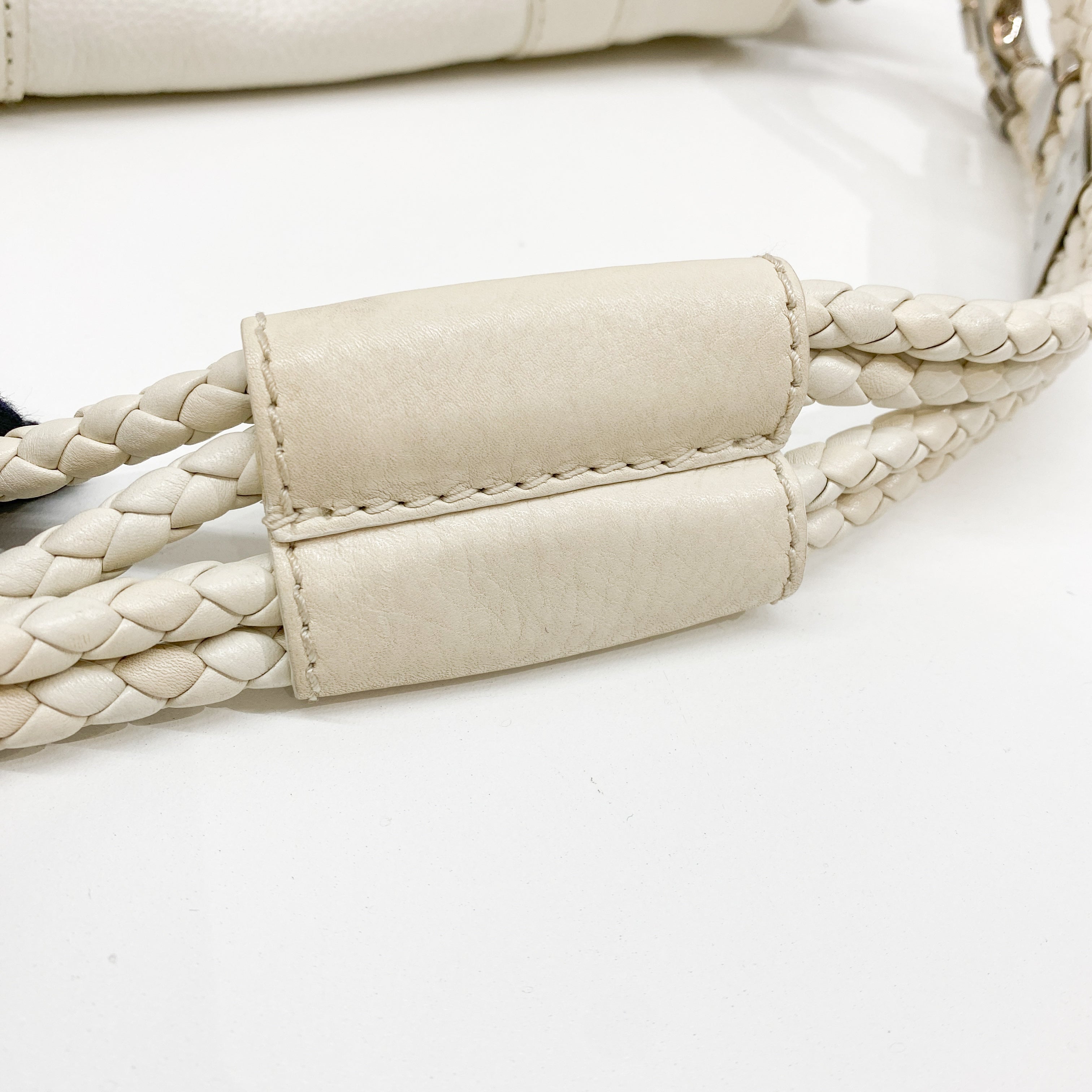 Vintage White Leather Shoulder Bag