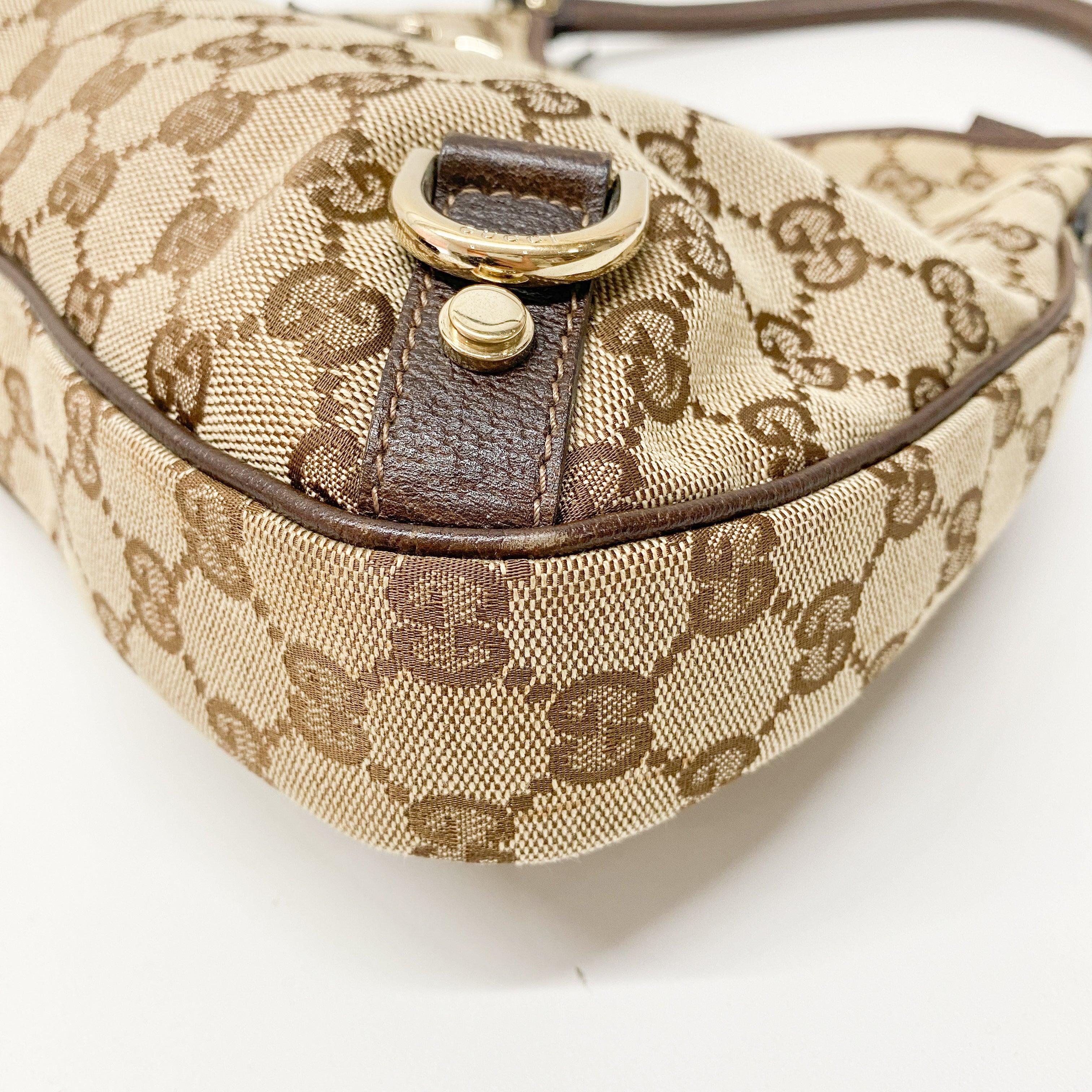 Abbey D-Ring GG Brown Canvas Hobo Bag