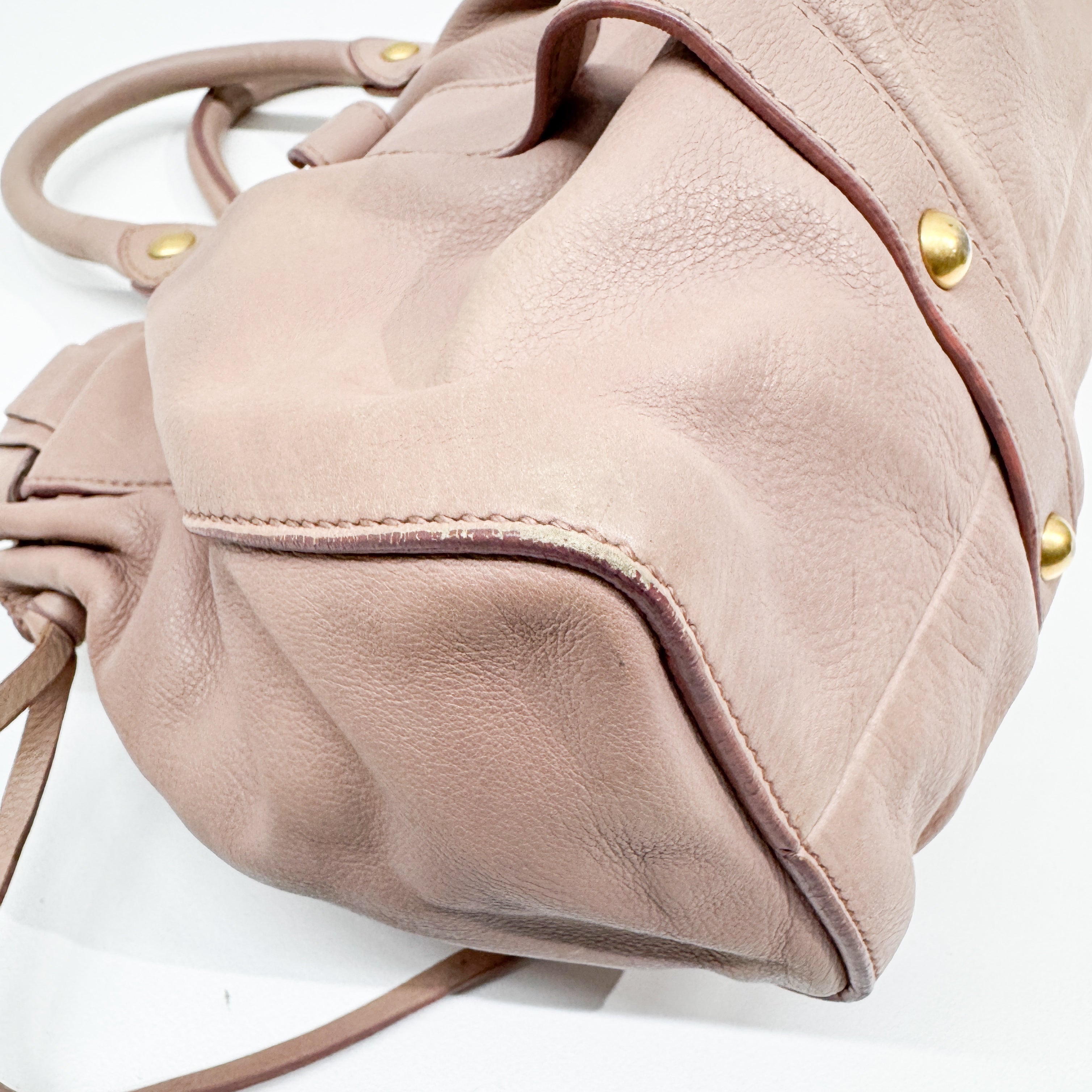 Vitello Pink Leather Two Way Bag