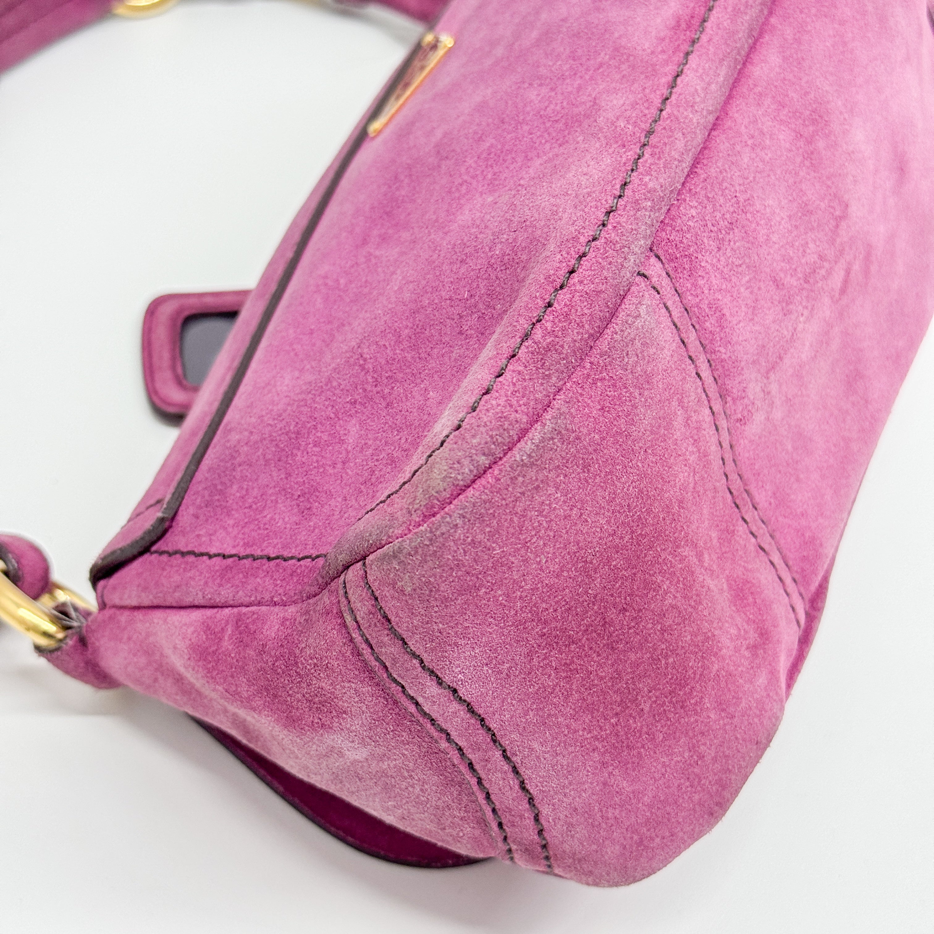 Purple Suede Shoulder Bag