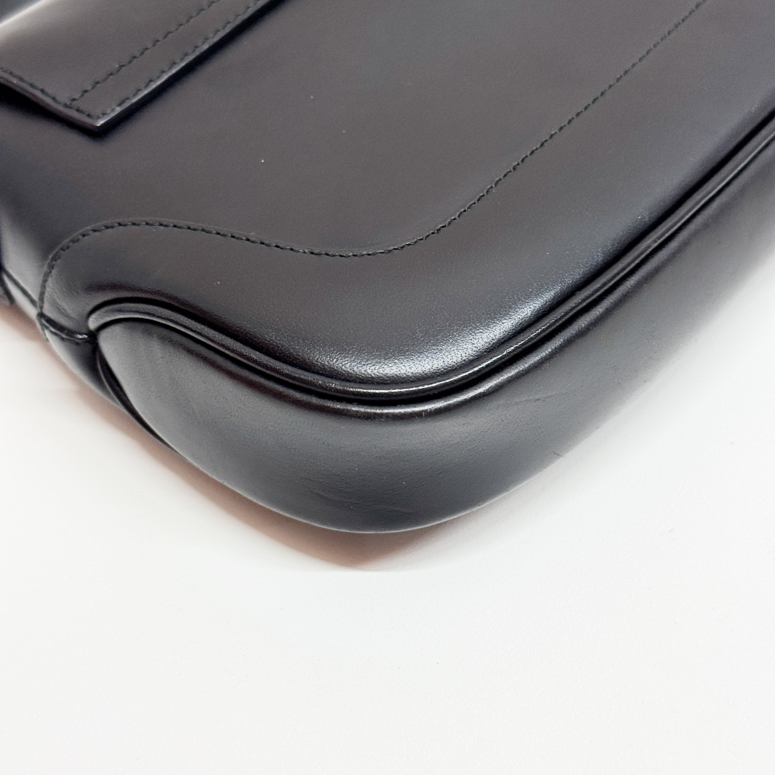 Jackie Black Calfskin Leather Shoulder Bag