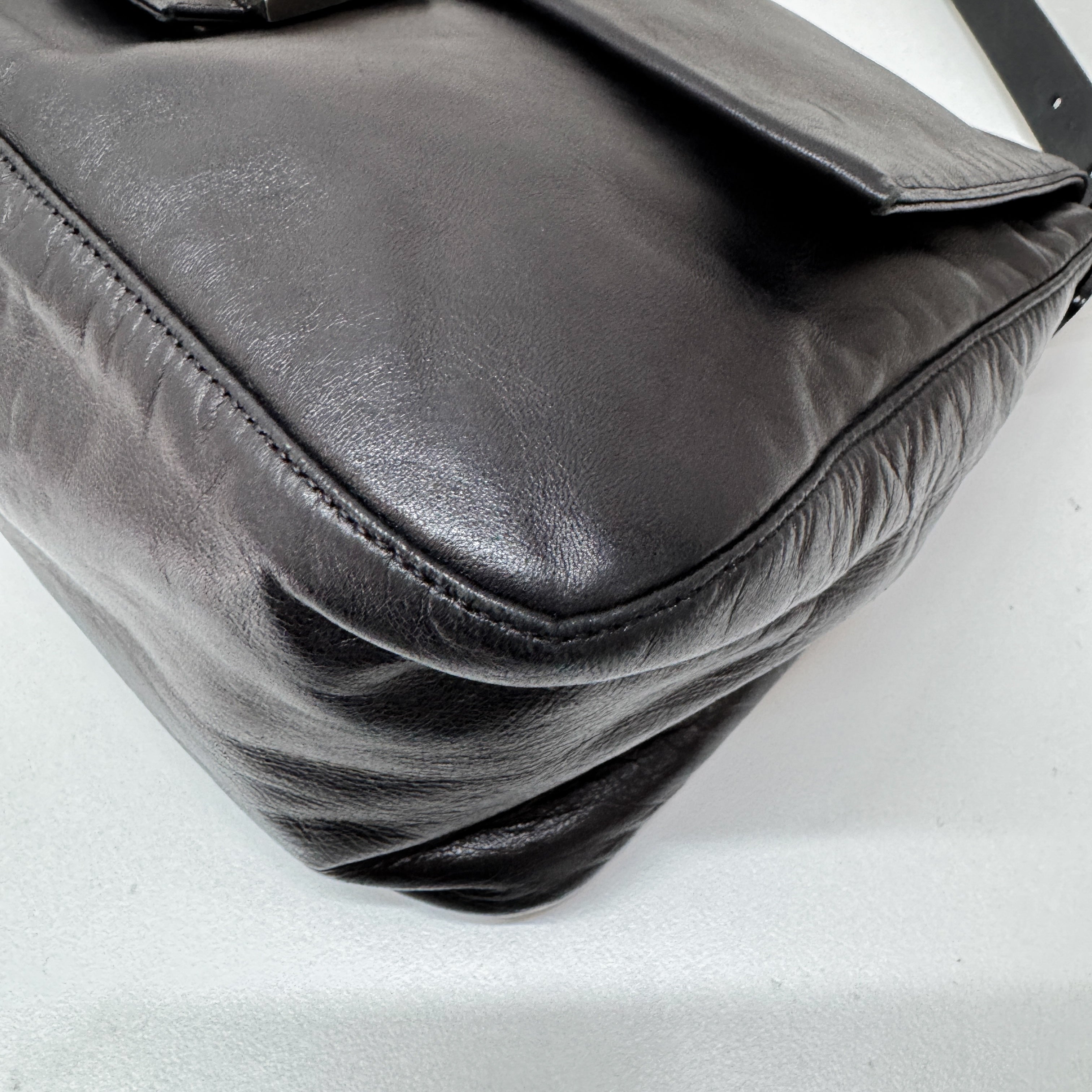 Mamma Baguette Black Leather Shoulder Bag