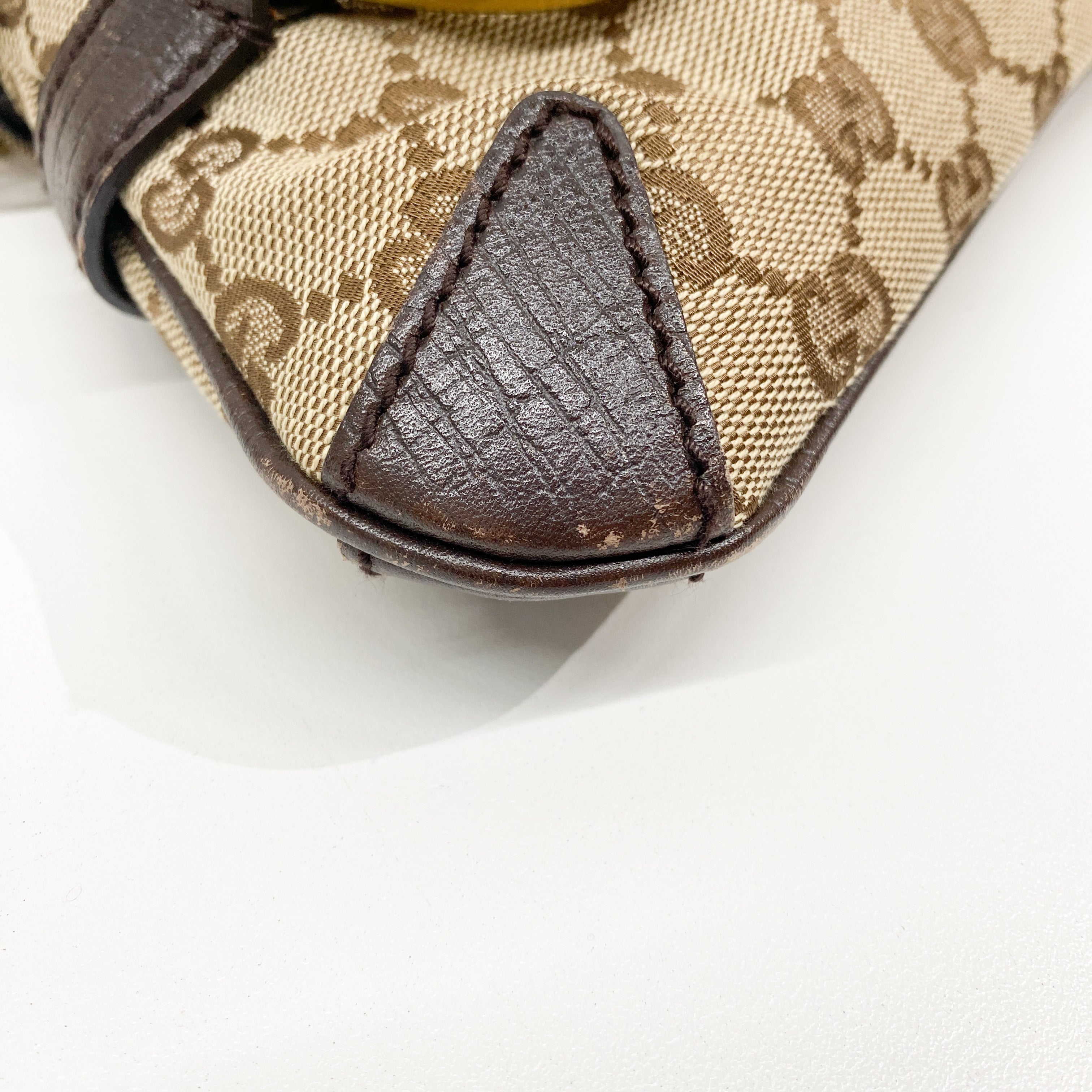 Horsebit Brown Canvas Shoulder Bag