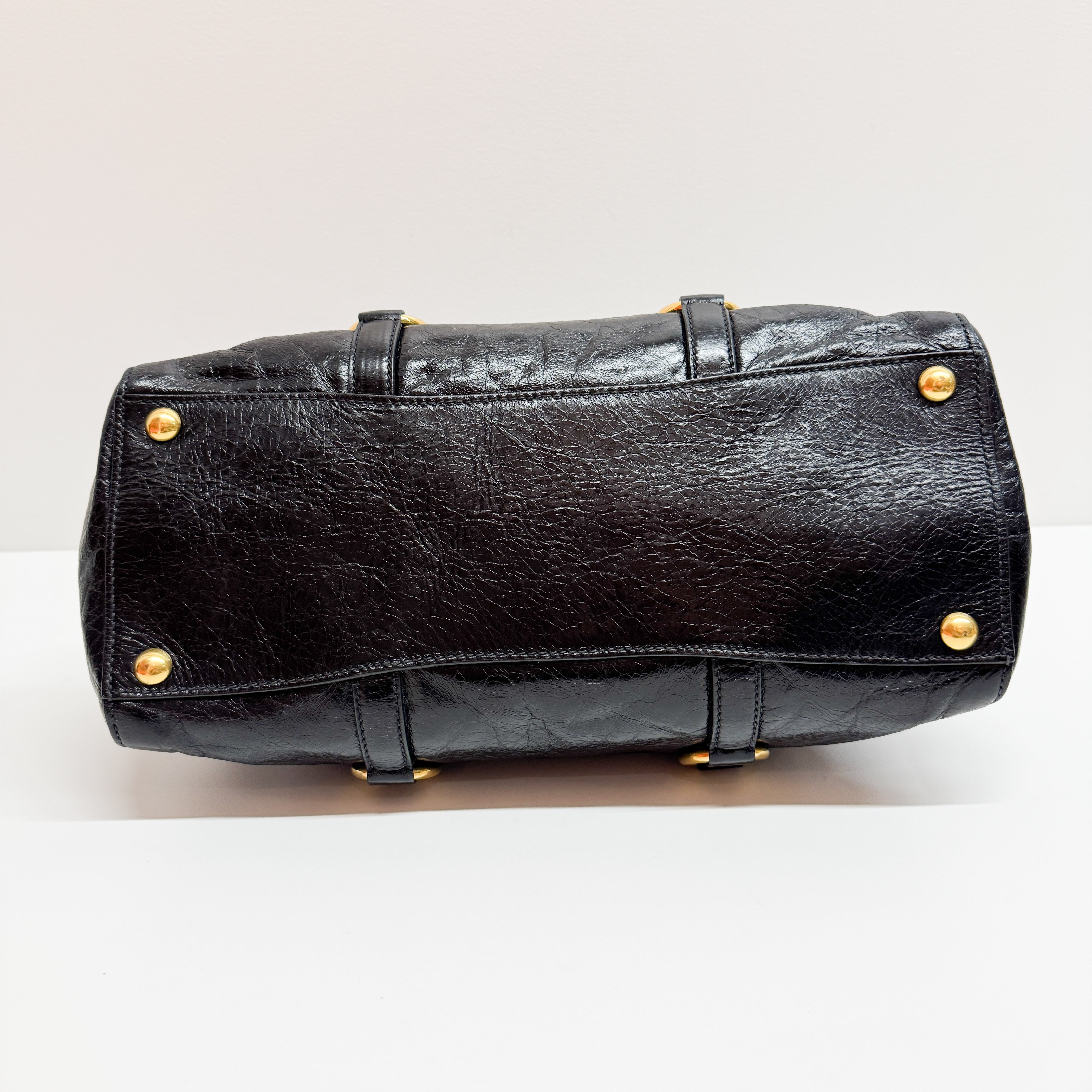 Vitello Black Leather Hand Bag