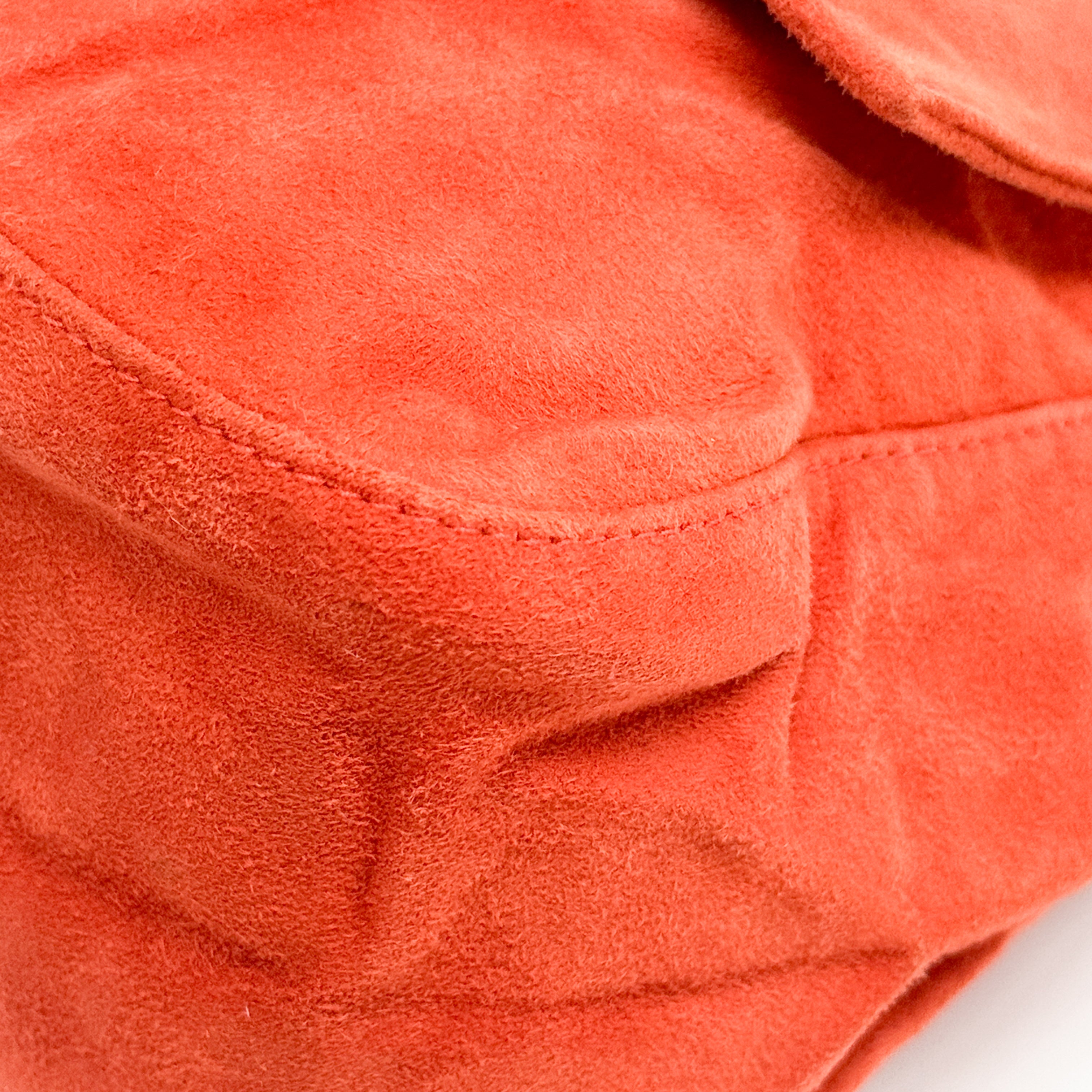 Mamma Baguette Orange Suede Shoulder Bag