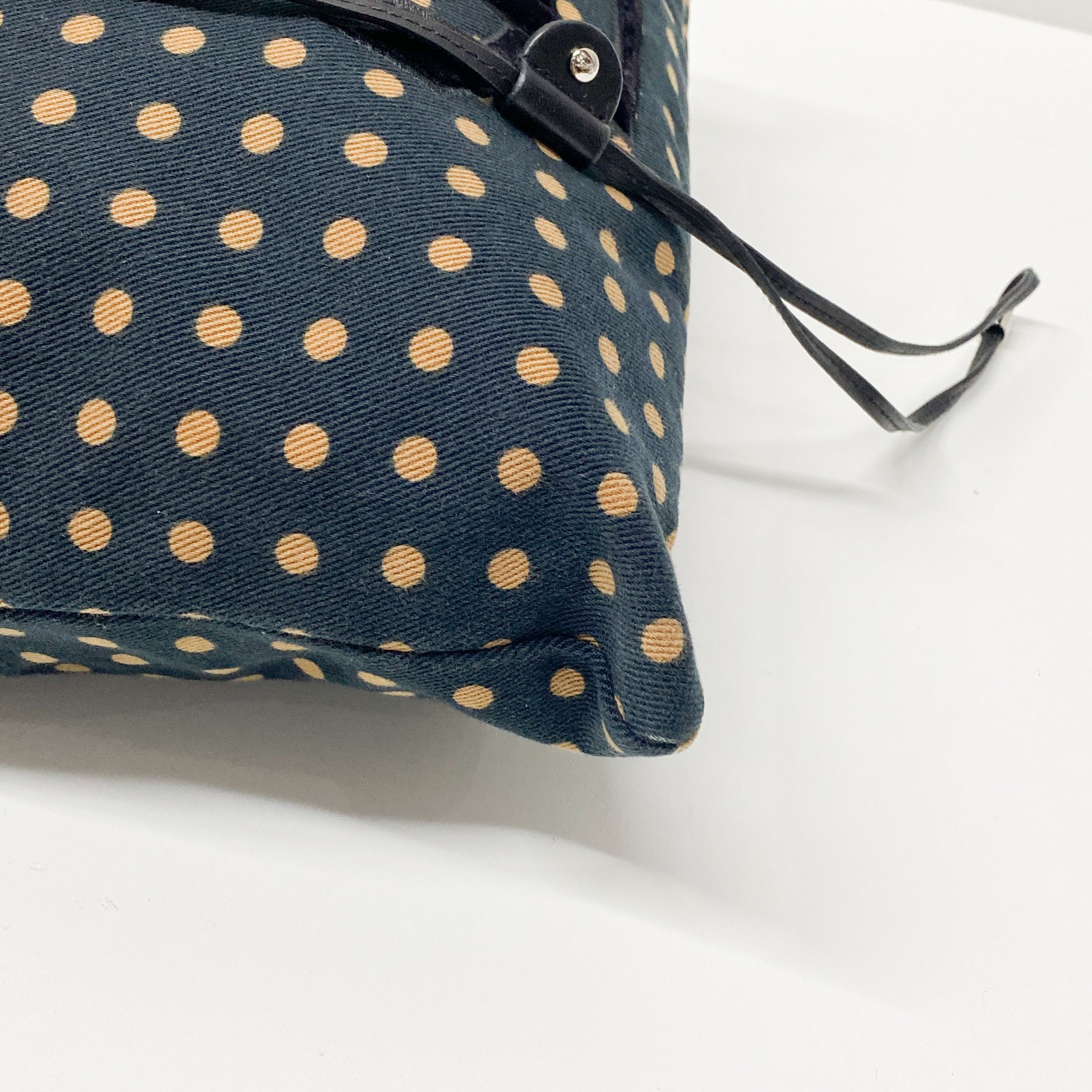 Yellow Dotted Canvas Blue Tote Bag