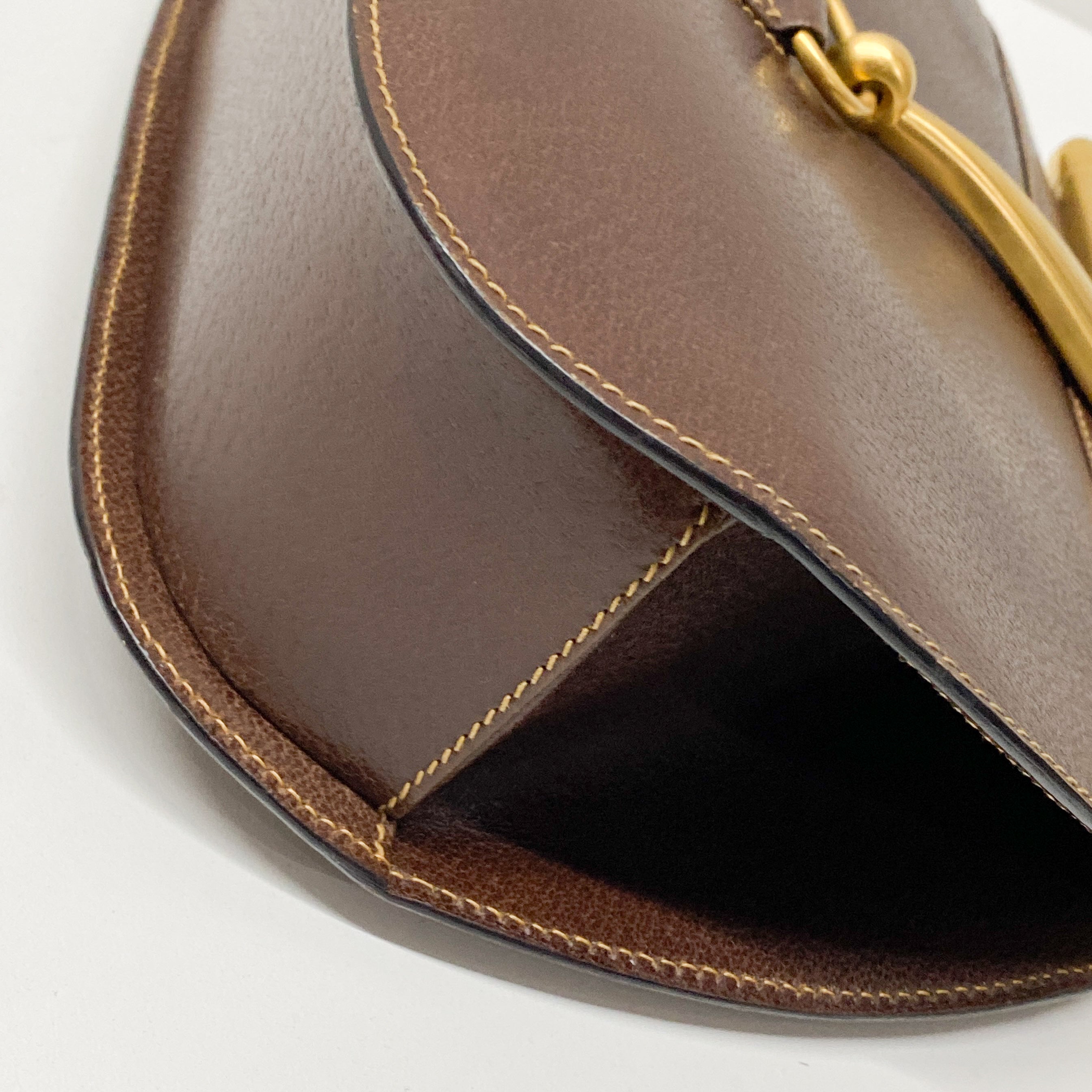 Horsebit Brown Leather Hand Bag
