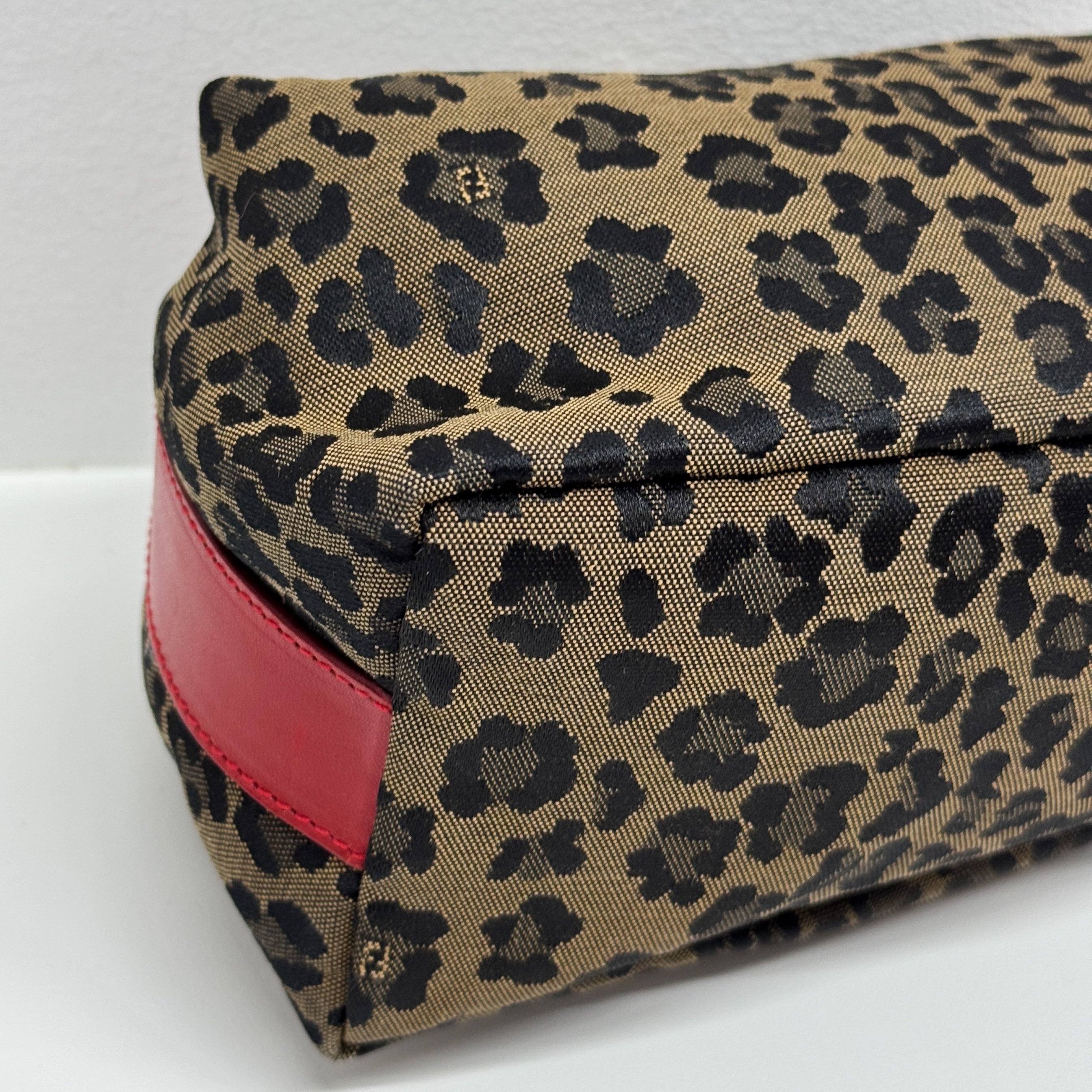 Brown Leopard Canvas Pouch