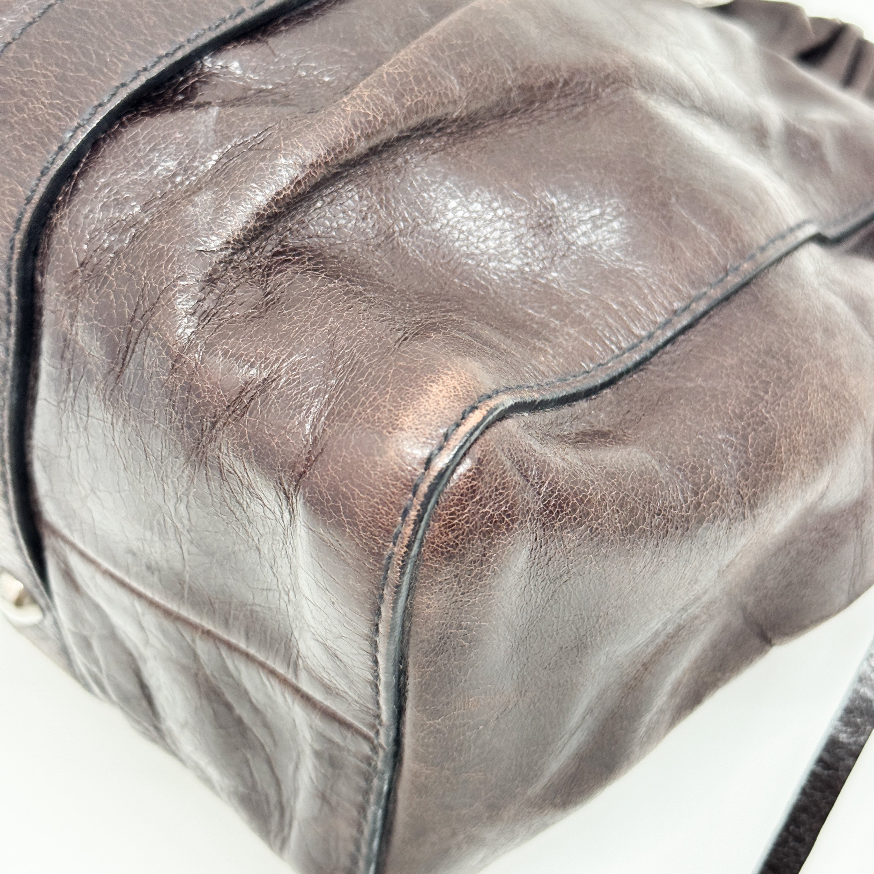 Vitello Brown Calfskin Leather Two Way Bag