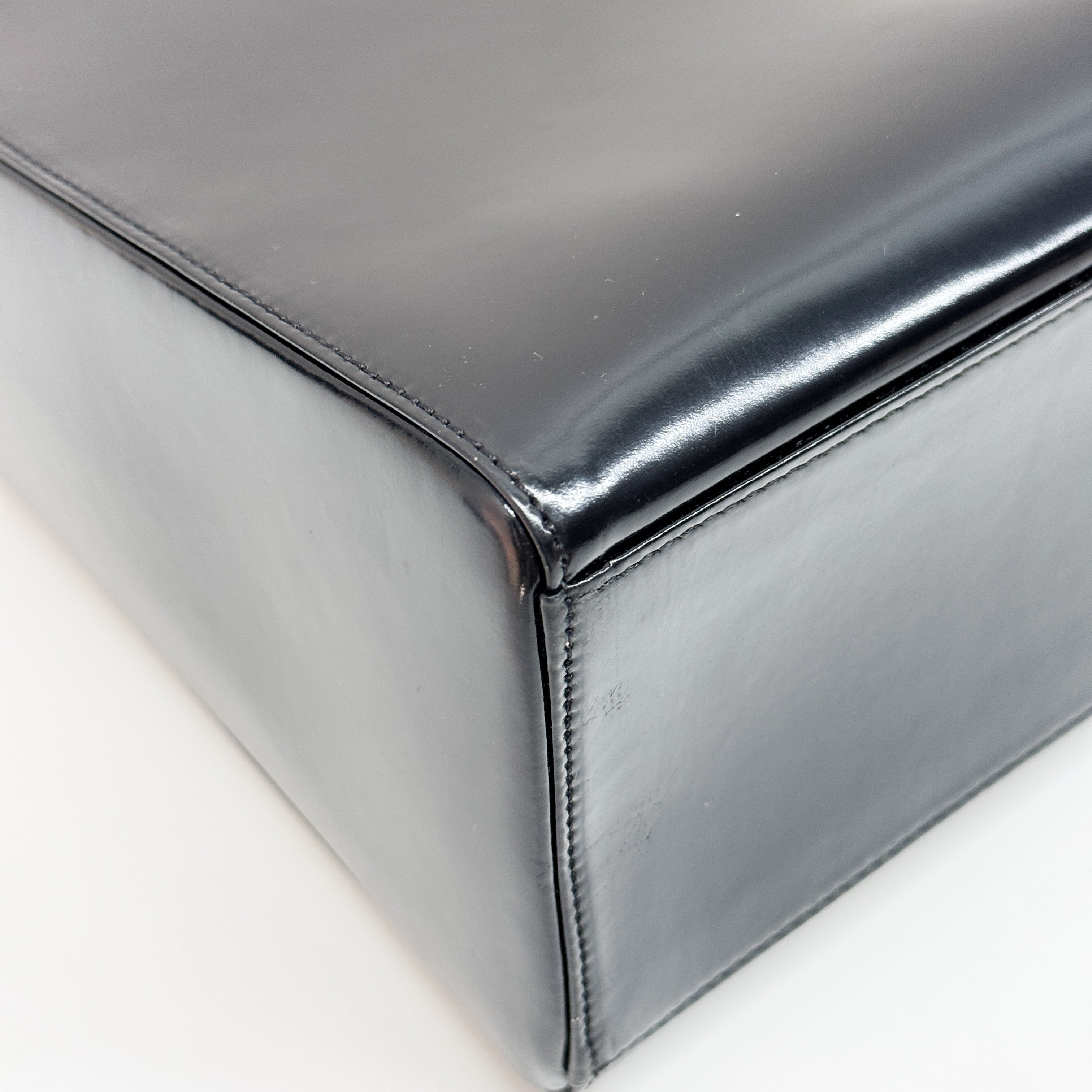 Lady Dior Black Patent Leather Hand Bag