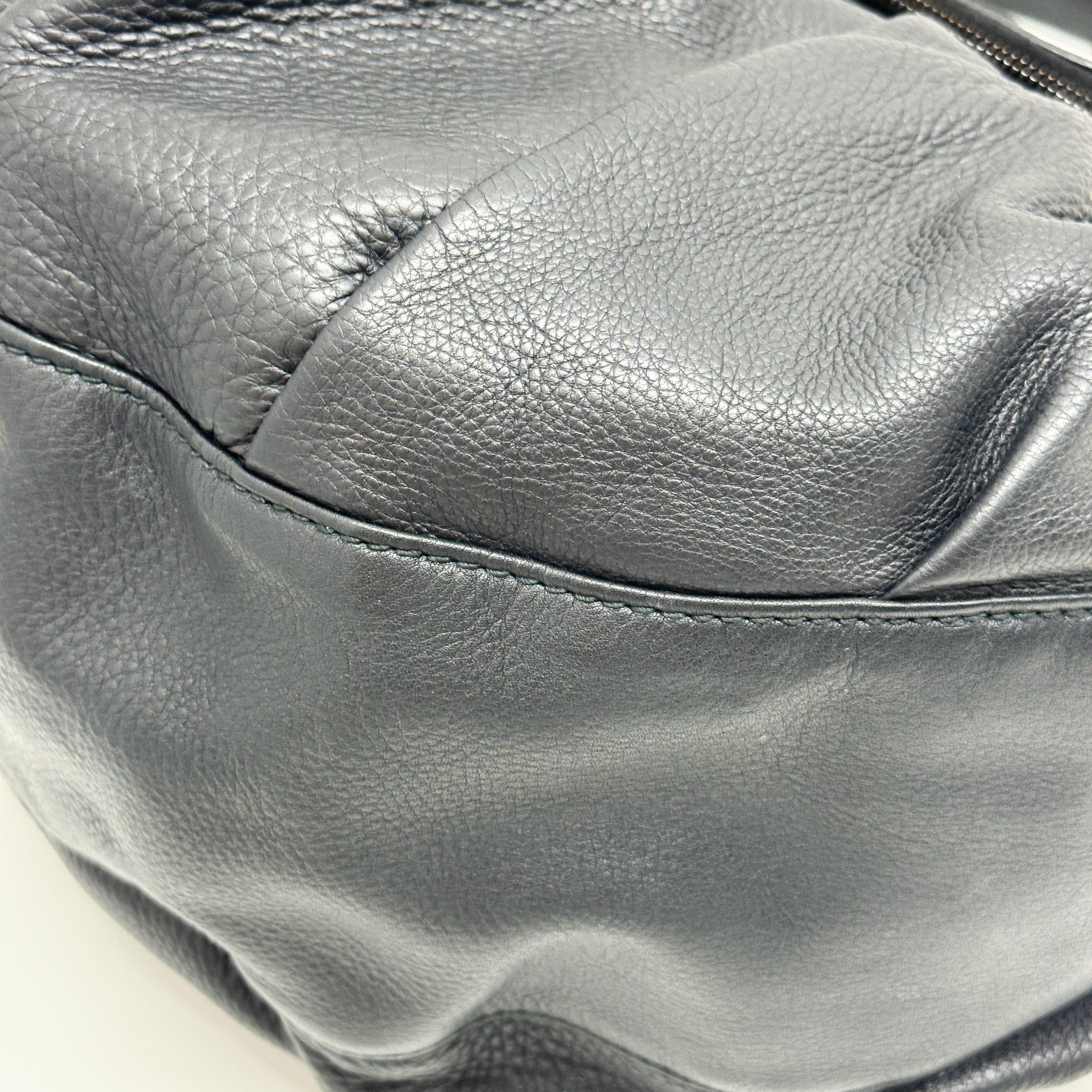 Icon Black Leather Hobo Shoulder Bag