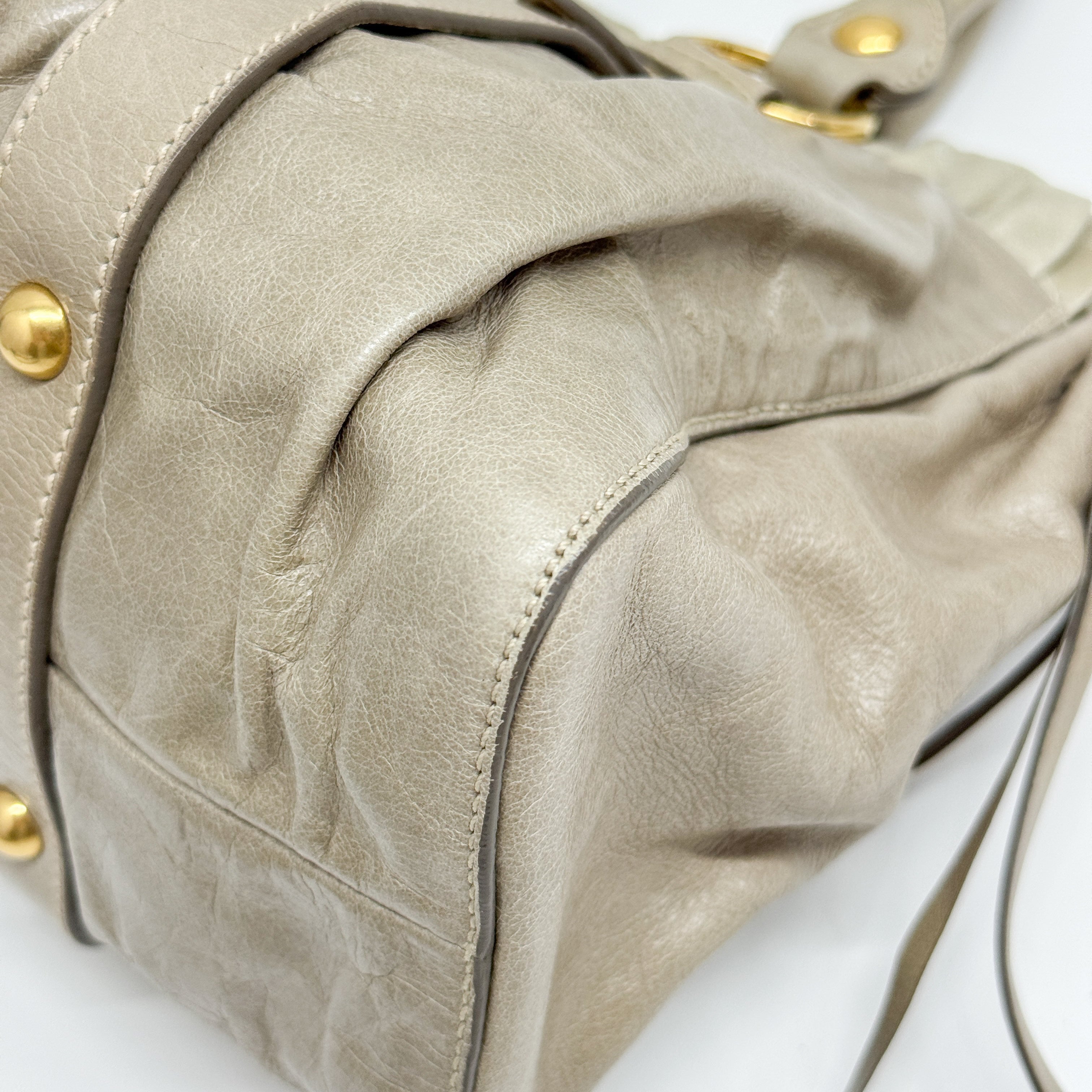 Vitello Bauletto Green Calfskin Leather Two Way Bag