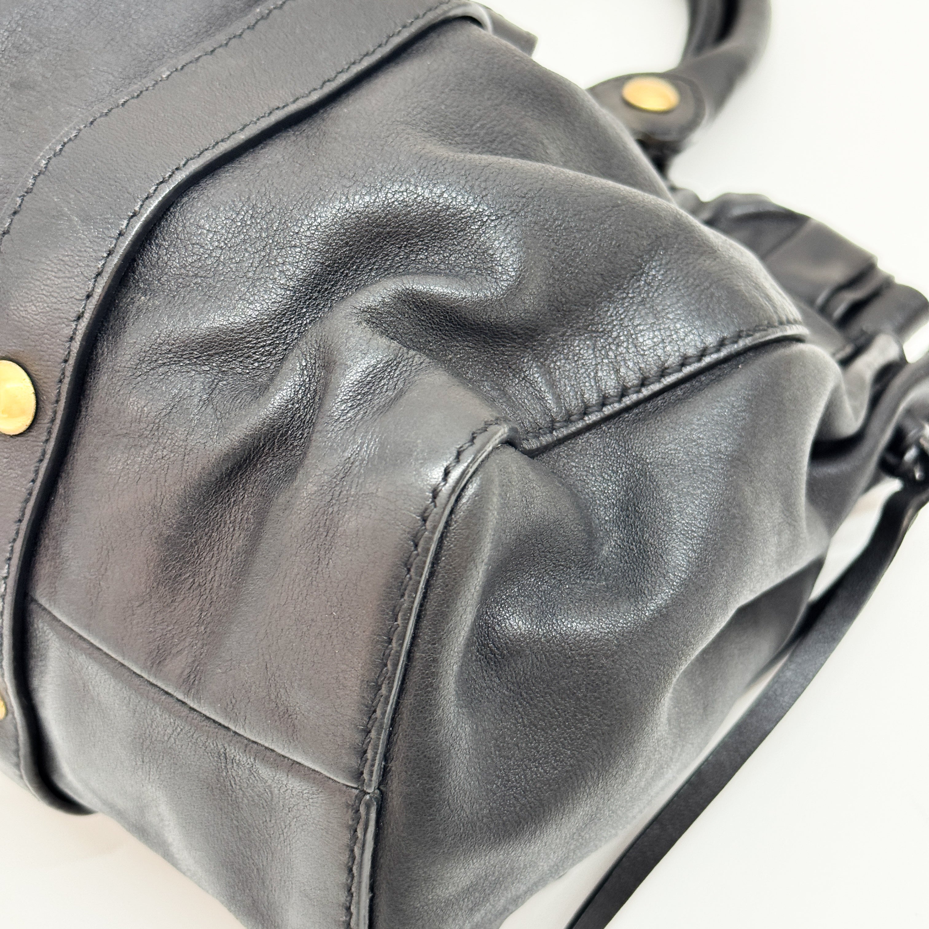 Vitello Black Calfskin Leather Two Way Bag