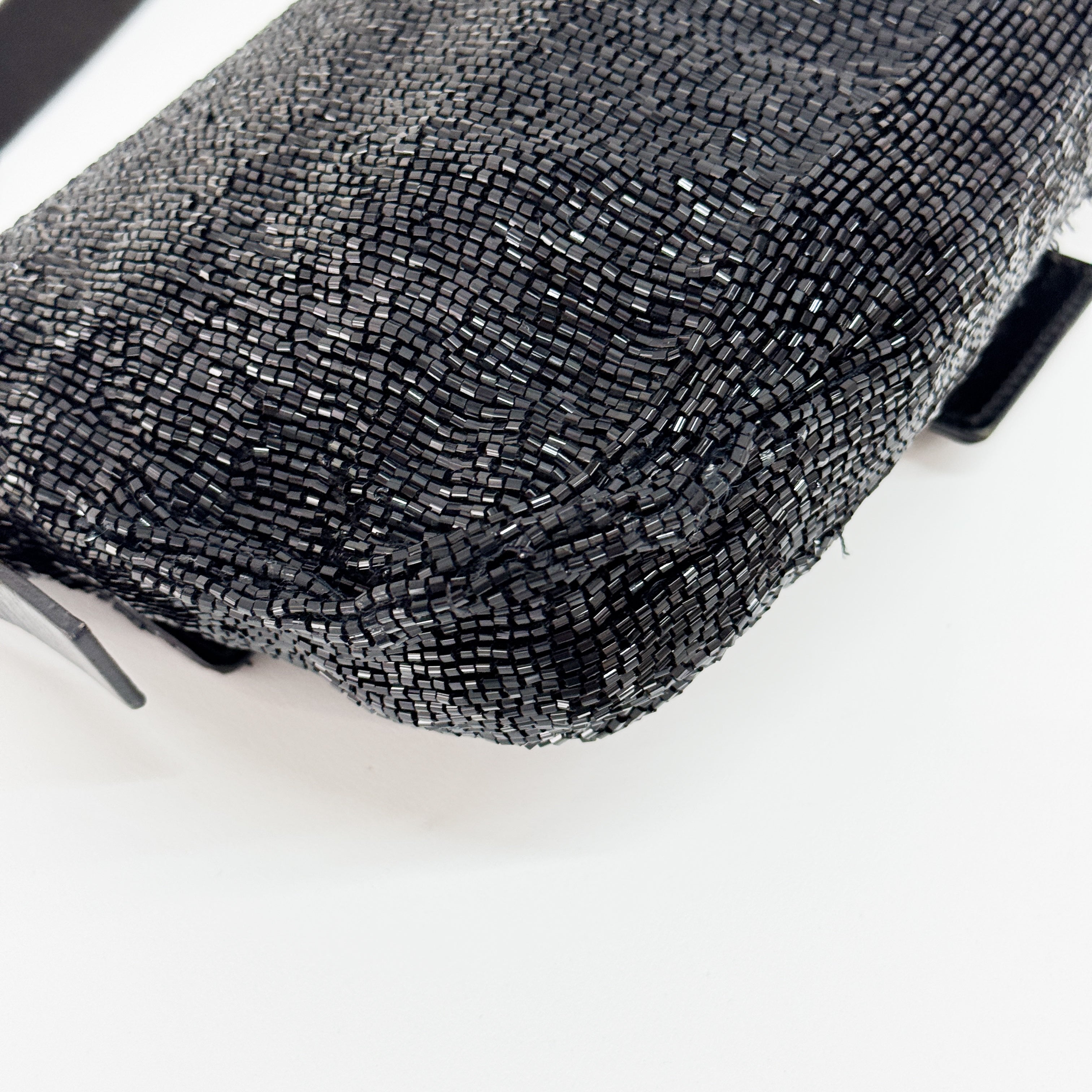 Baguette Black Beading Shoulder Bag