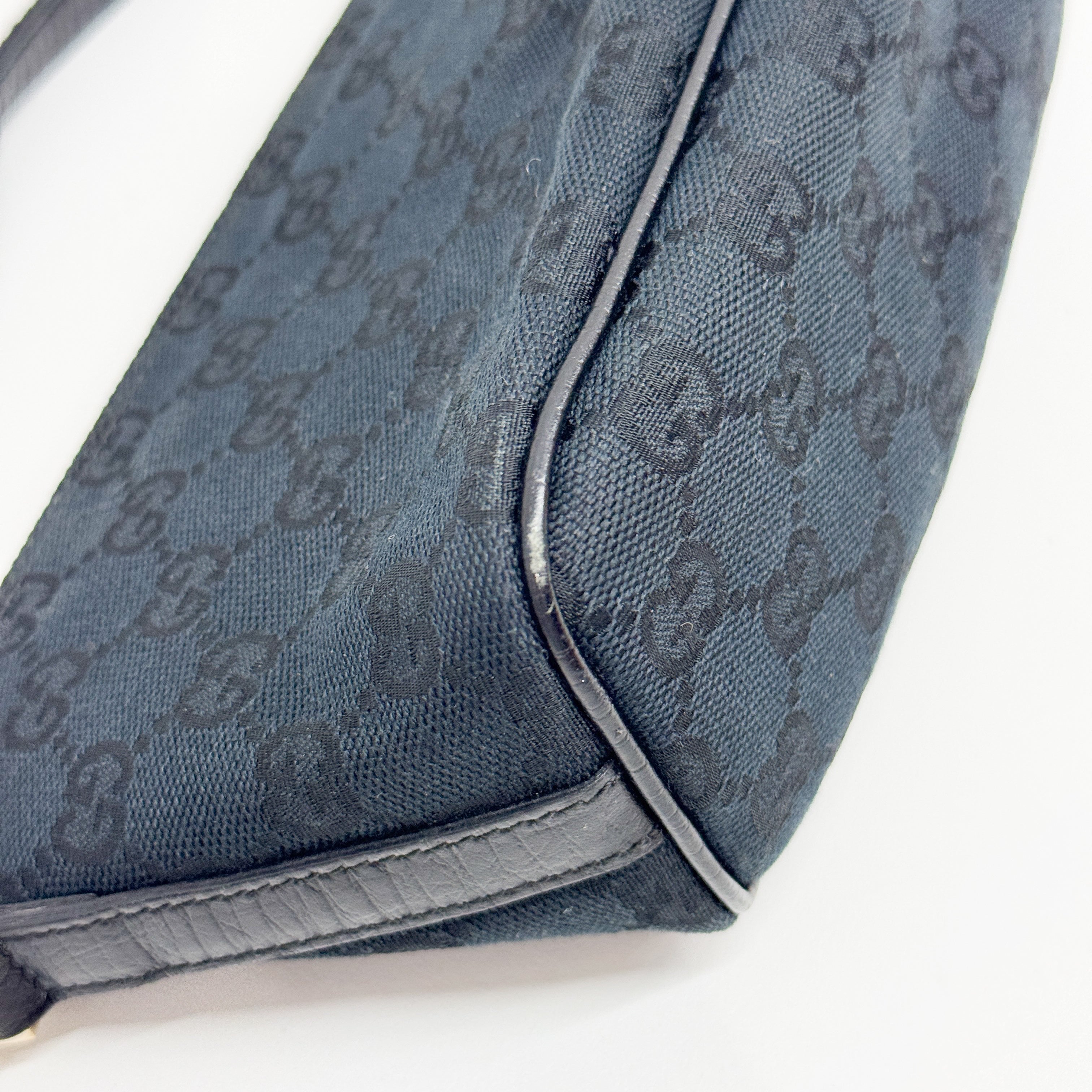 GG Black Canvas Boat Shoulder Bag