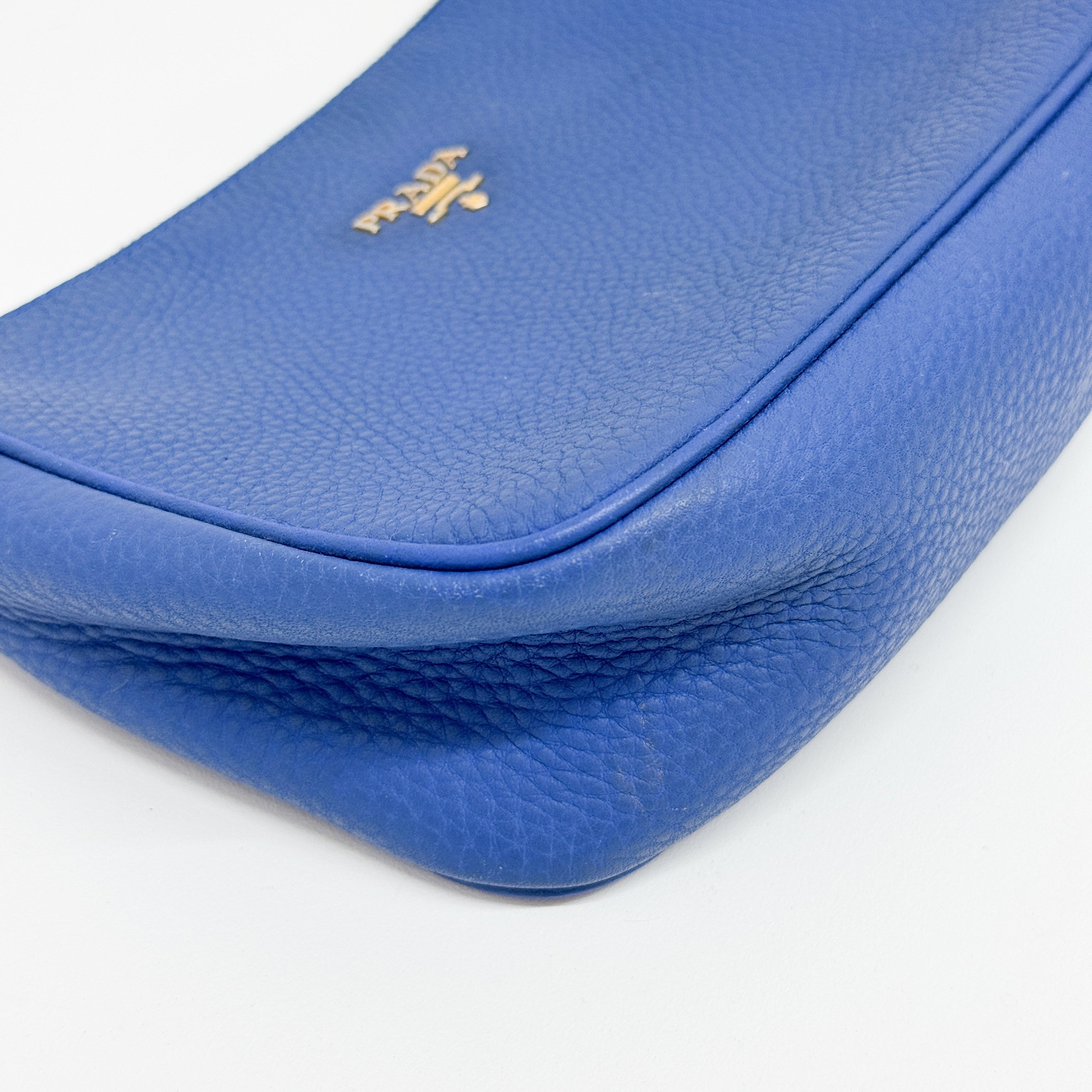 Blue Leather Mini Handle Bag