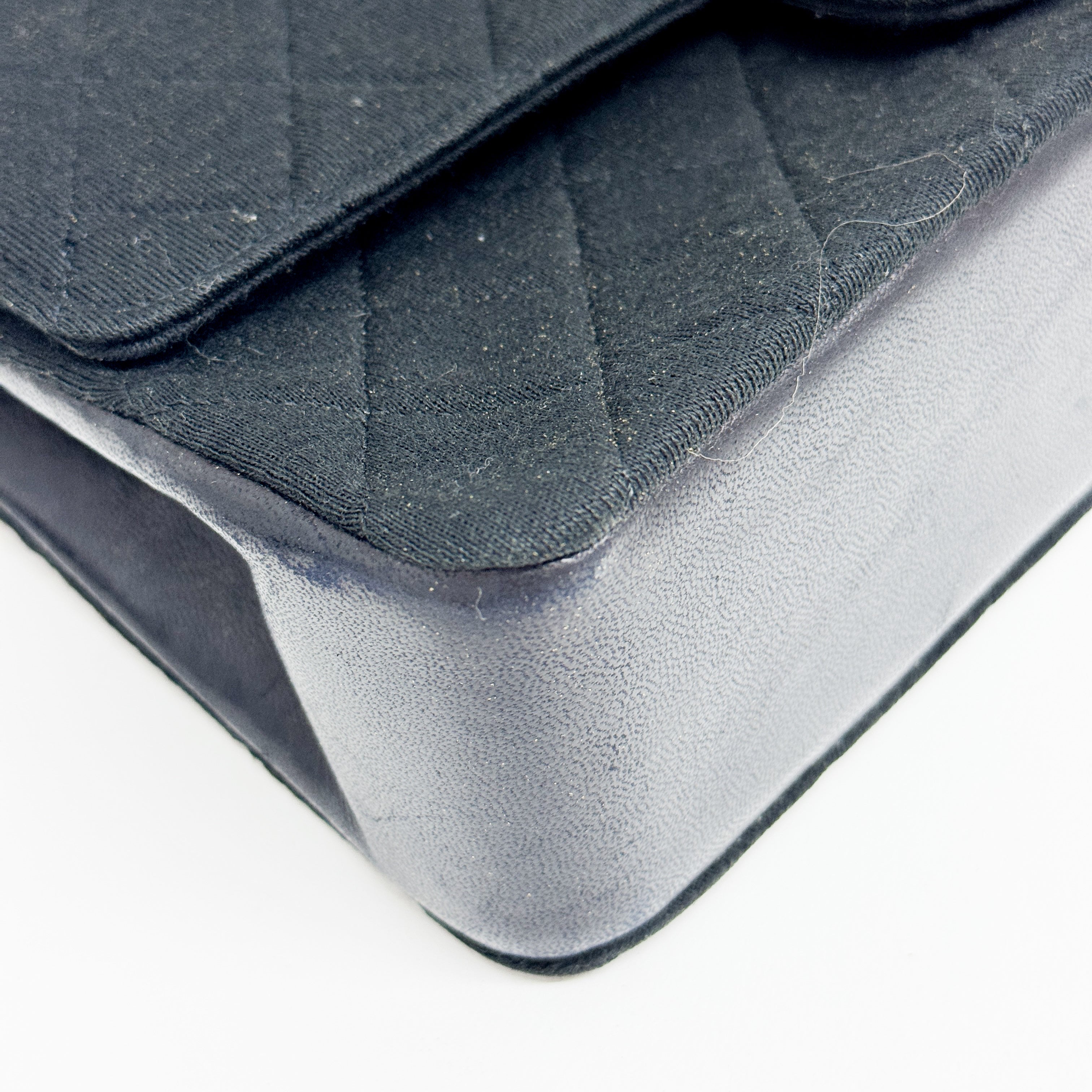 Timeless Double Flap Black Cotton Shoulder Bag