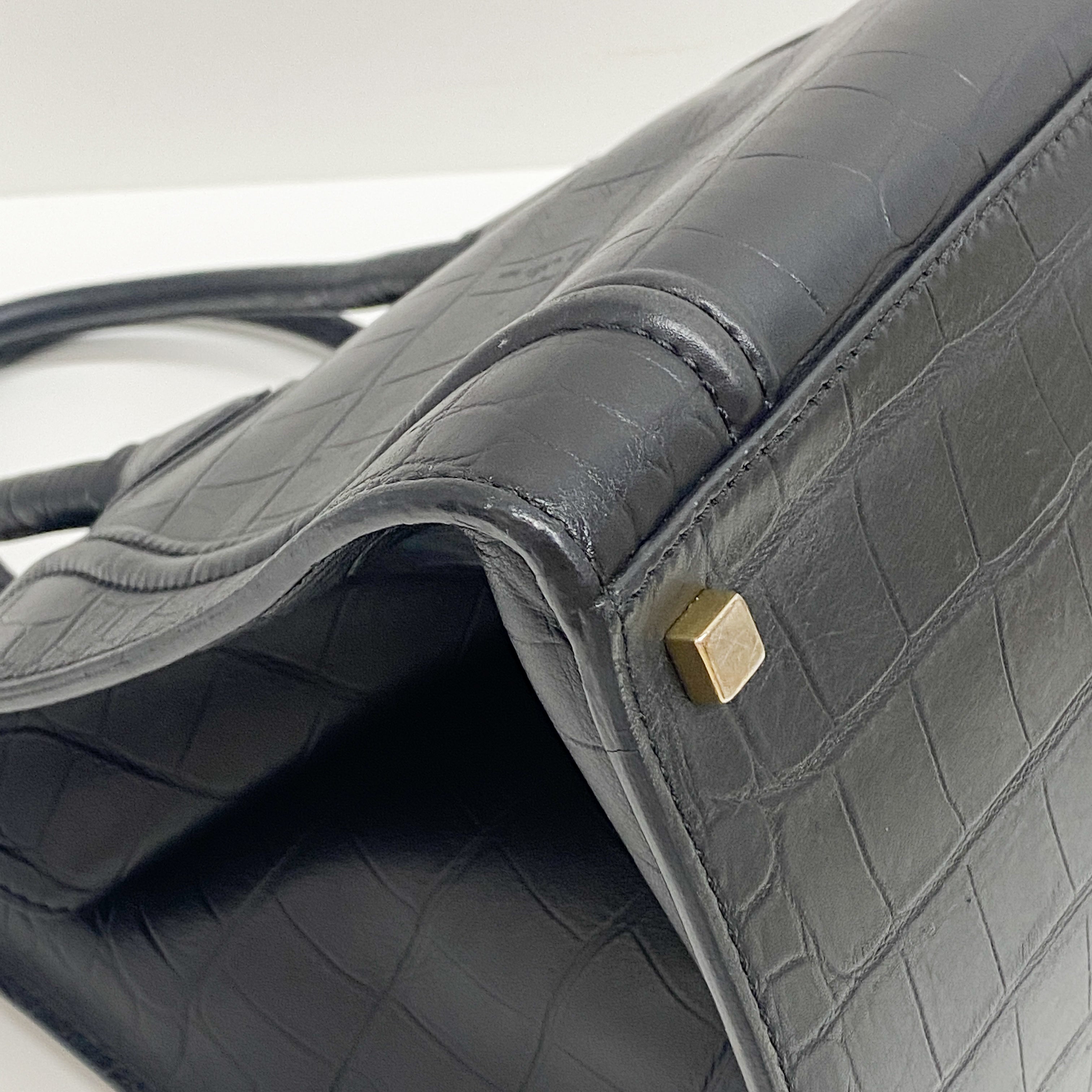 Luggage Phantom Black Crocodile Embossed Hand Bag