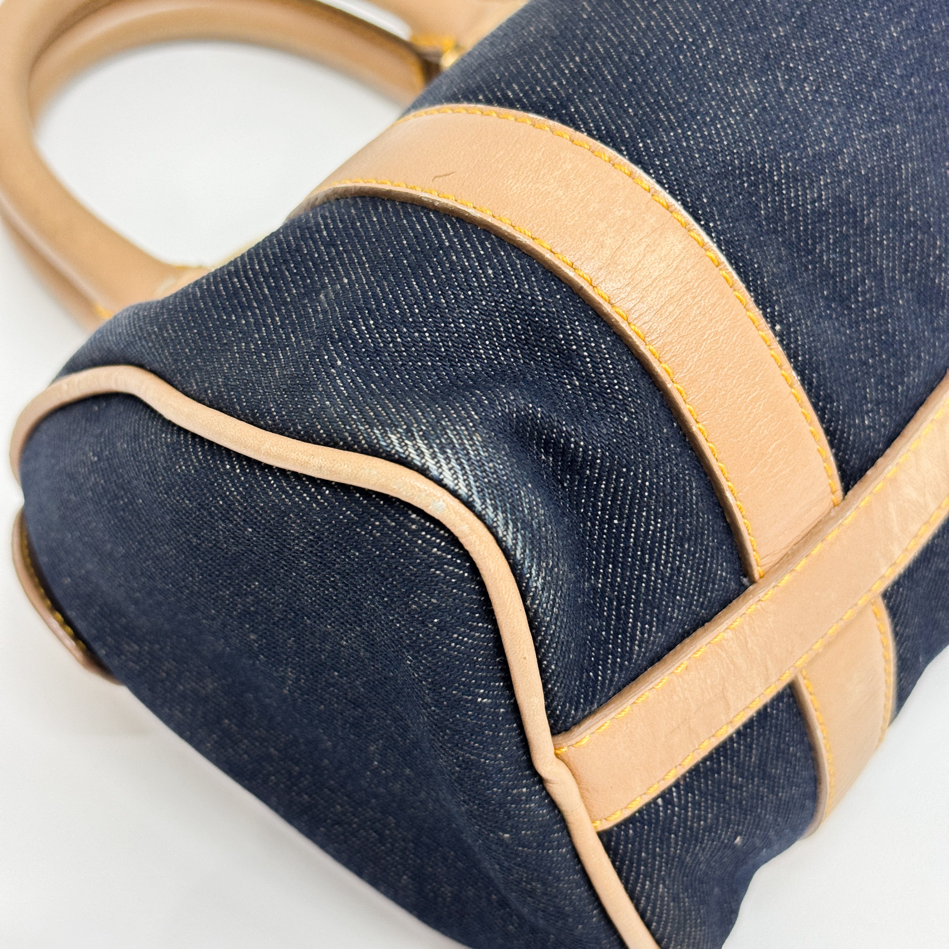 Mini Boston Blue Denim Hand Bag