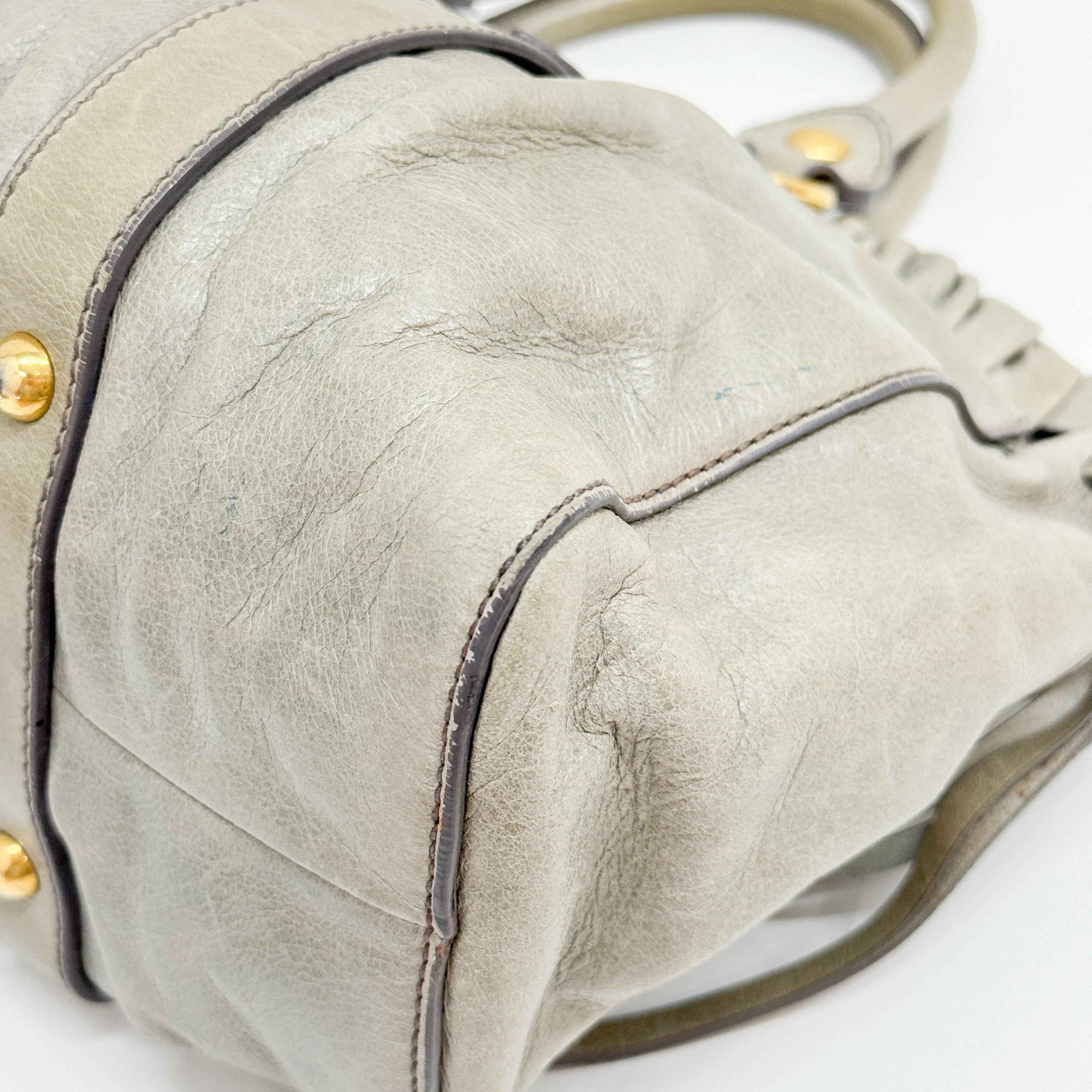 Vitello Beige Calfskin Leather Two Way Bag