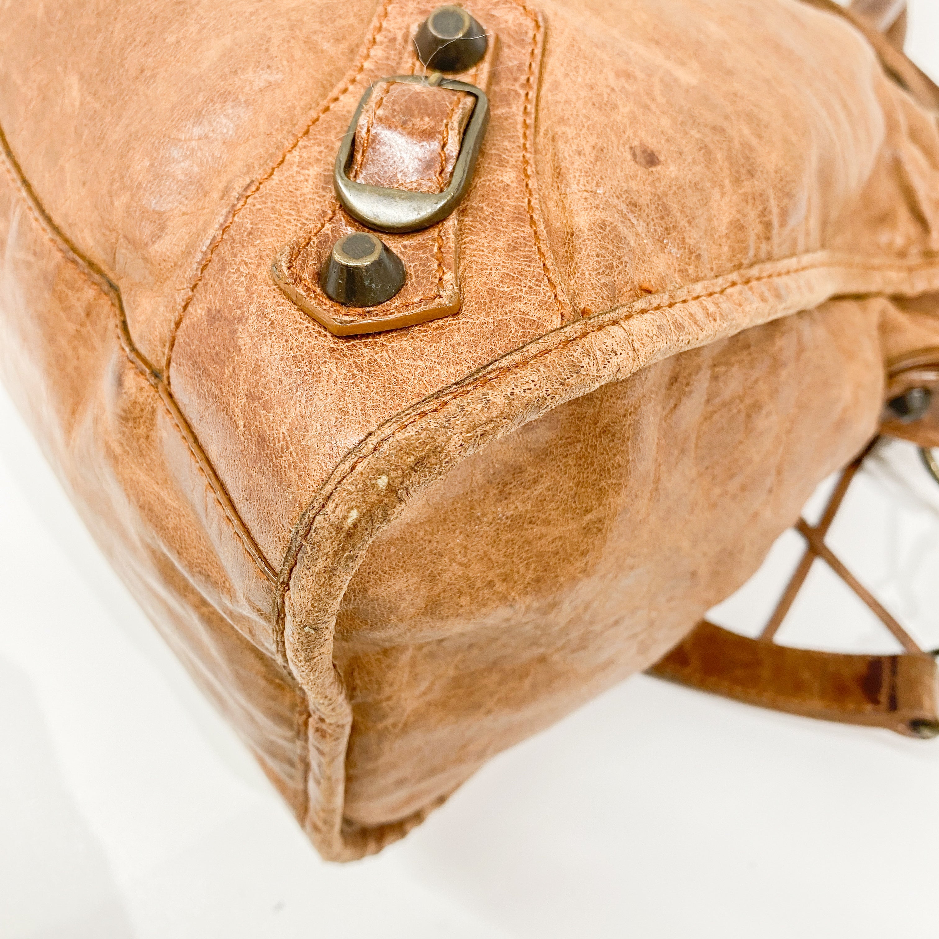 The City Brown Calfskin Leather Two Way Bag