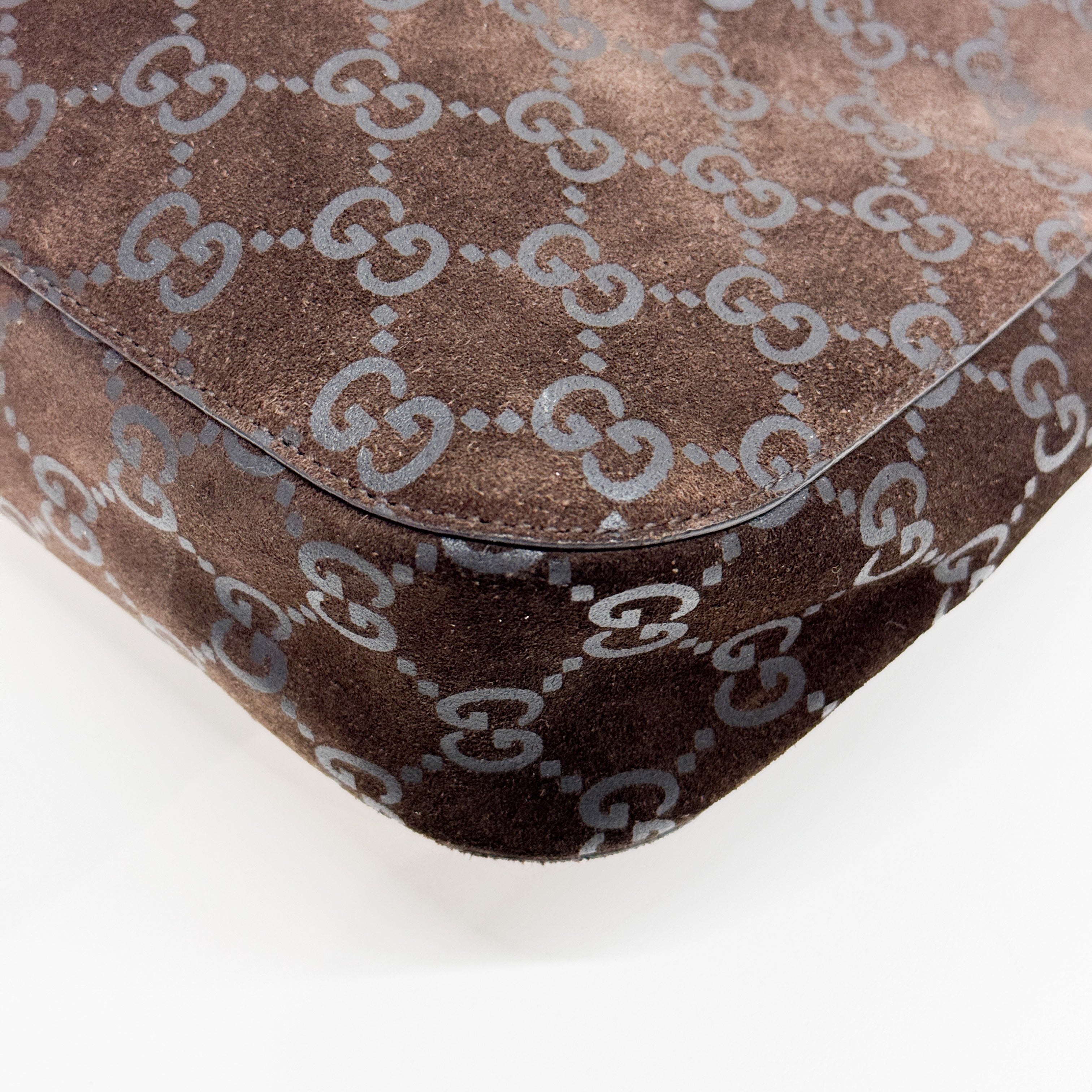 GG Brown Suede Shoulder Bag