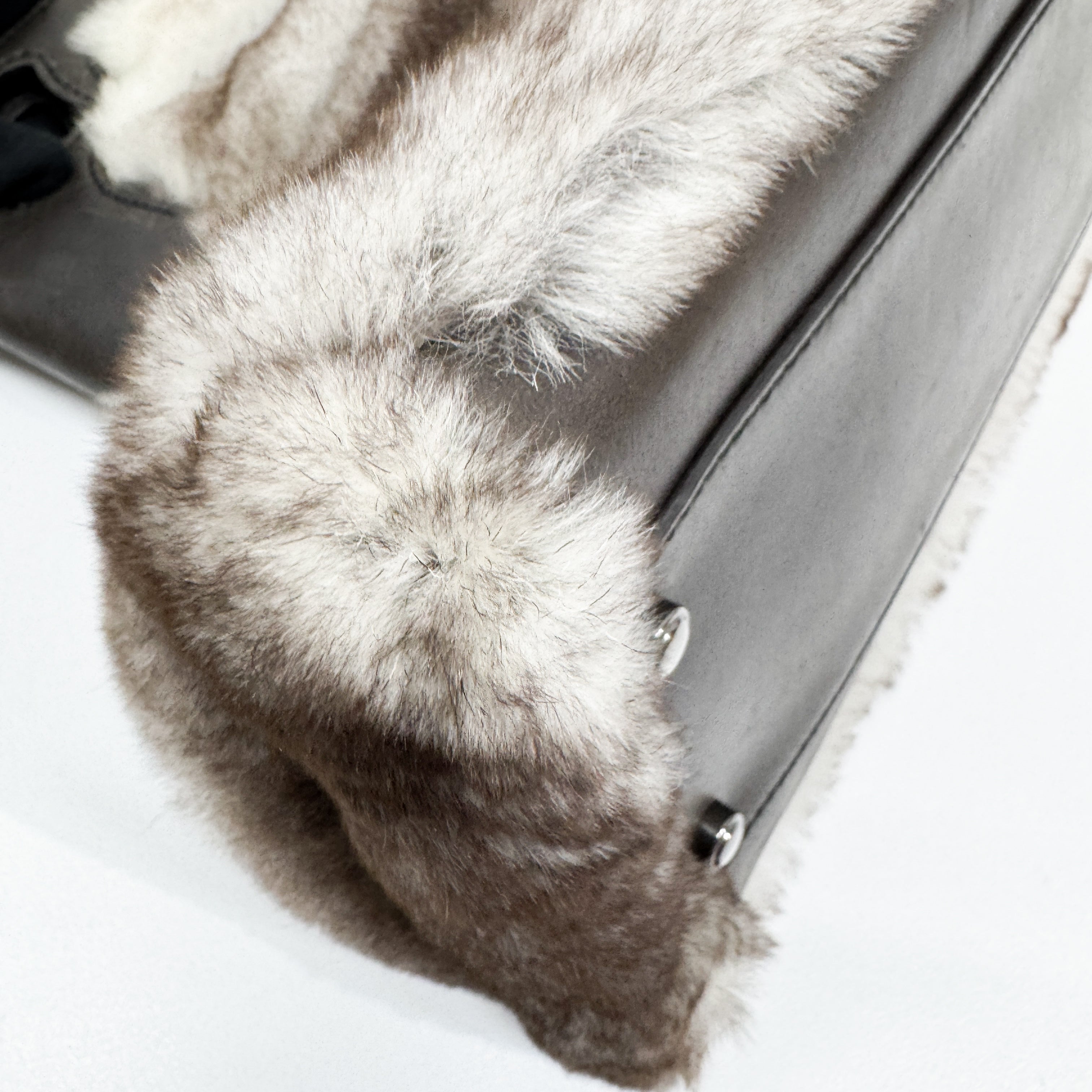 Brown & White Rabbit Fur Shoulder Bag