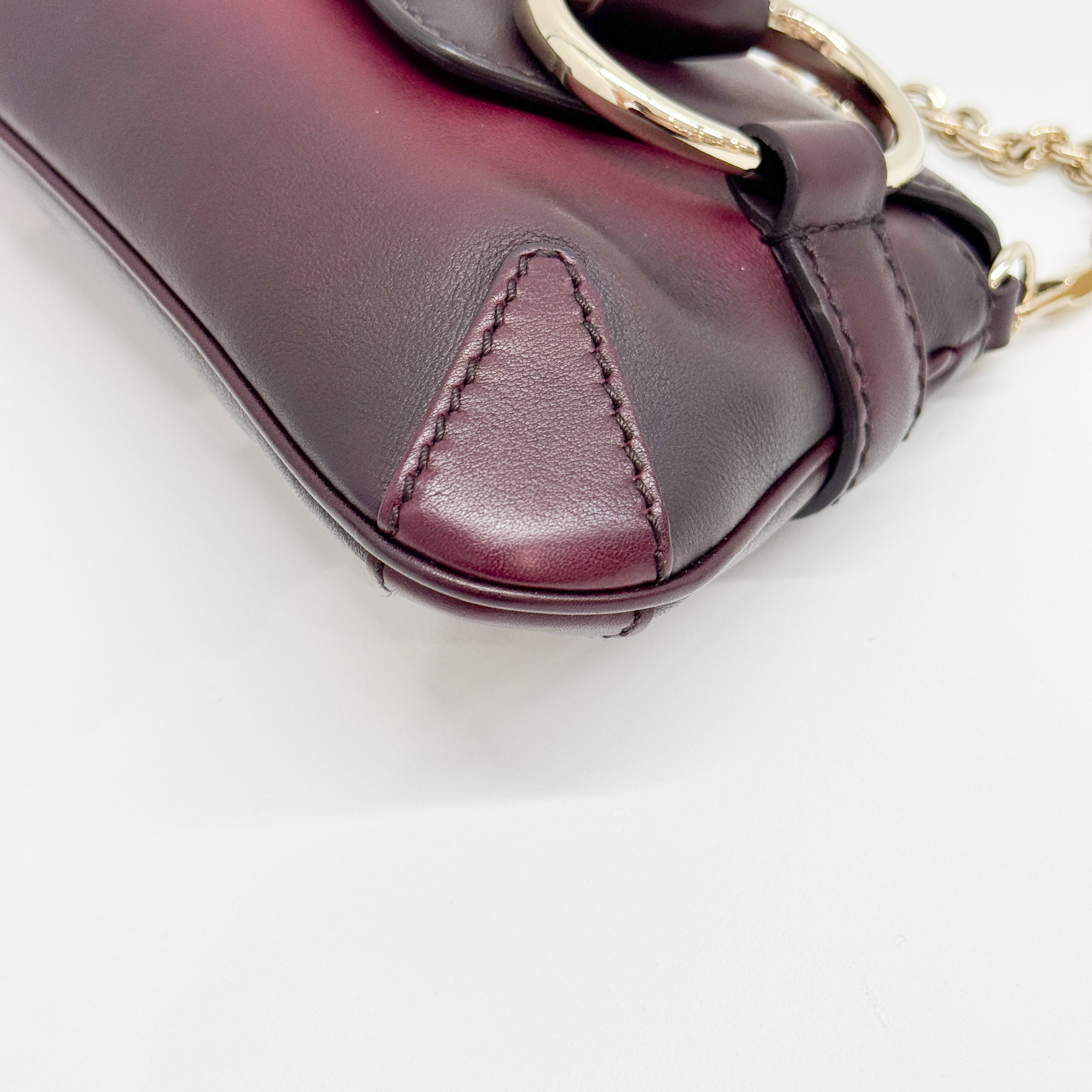 Horsebit Burgundy Ombrė Leather Shoulder Bag