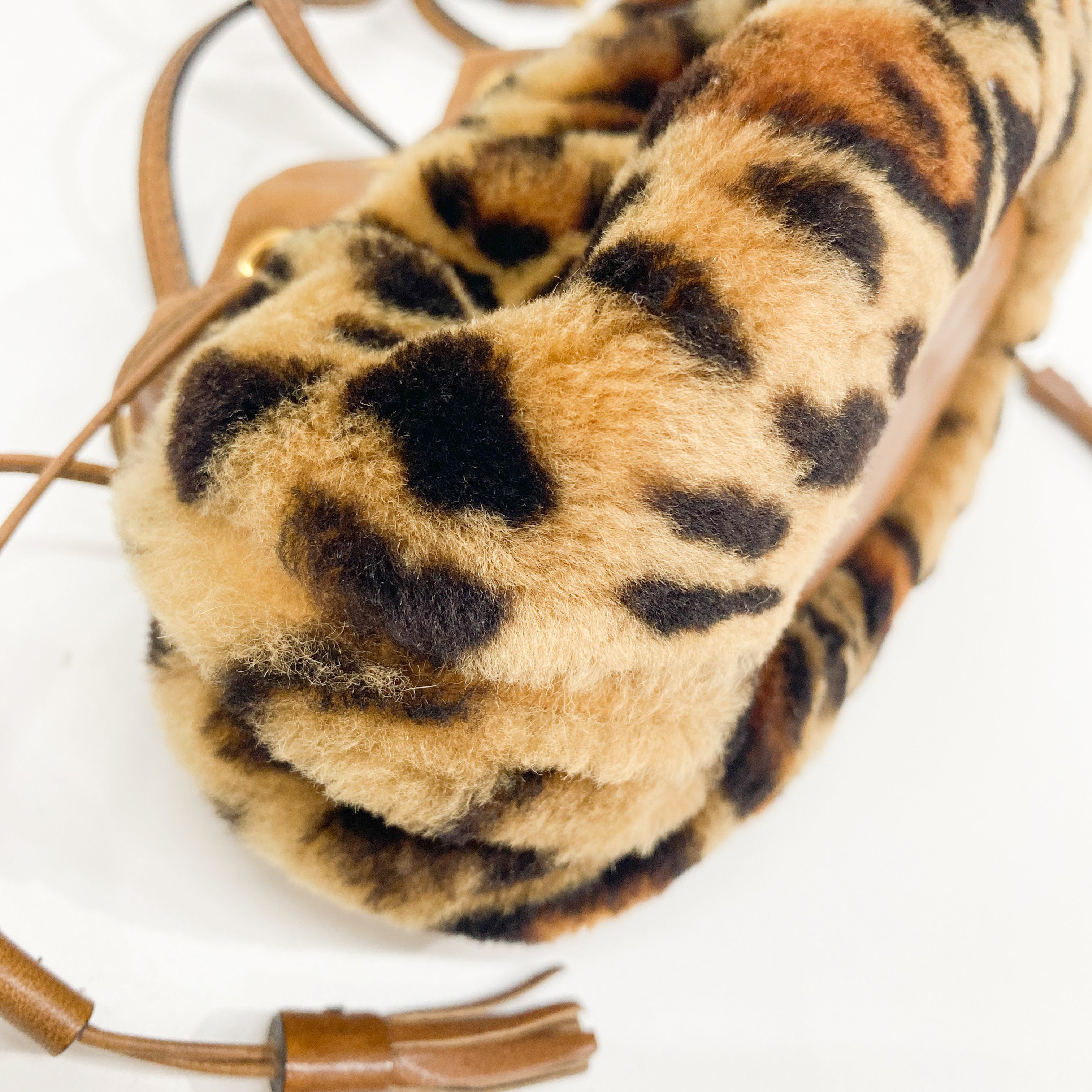 Brown Leopard Print Faux Fur Pouch Bag