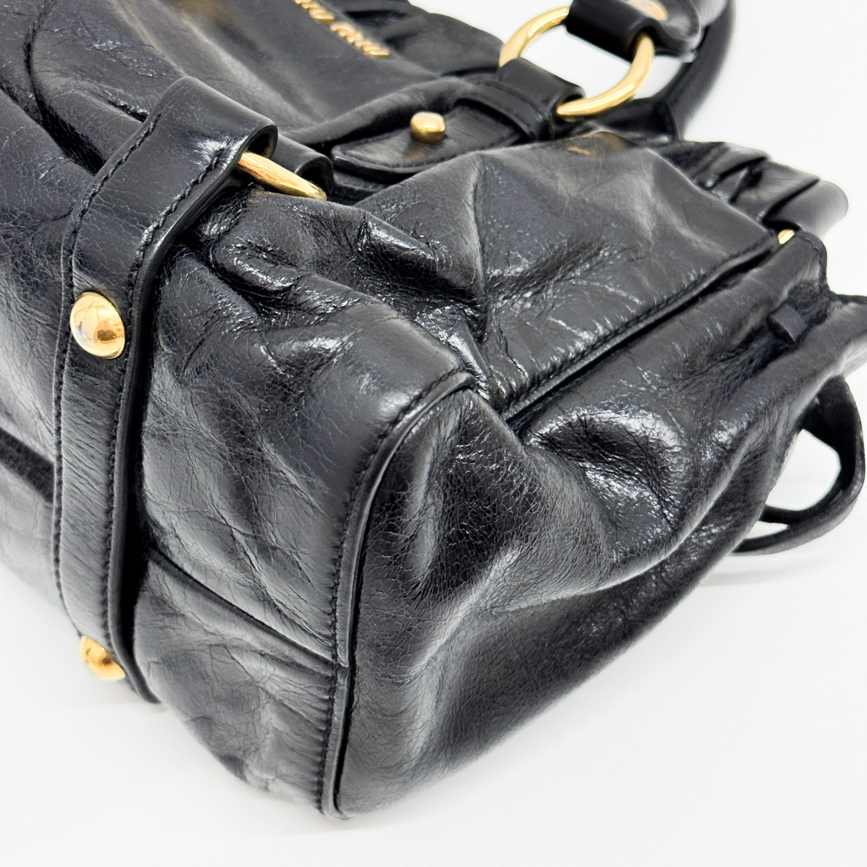 Mini Vitello Black Calfskin Leather Two Way Bag