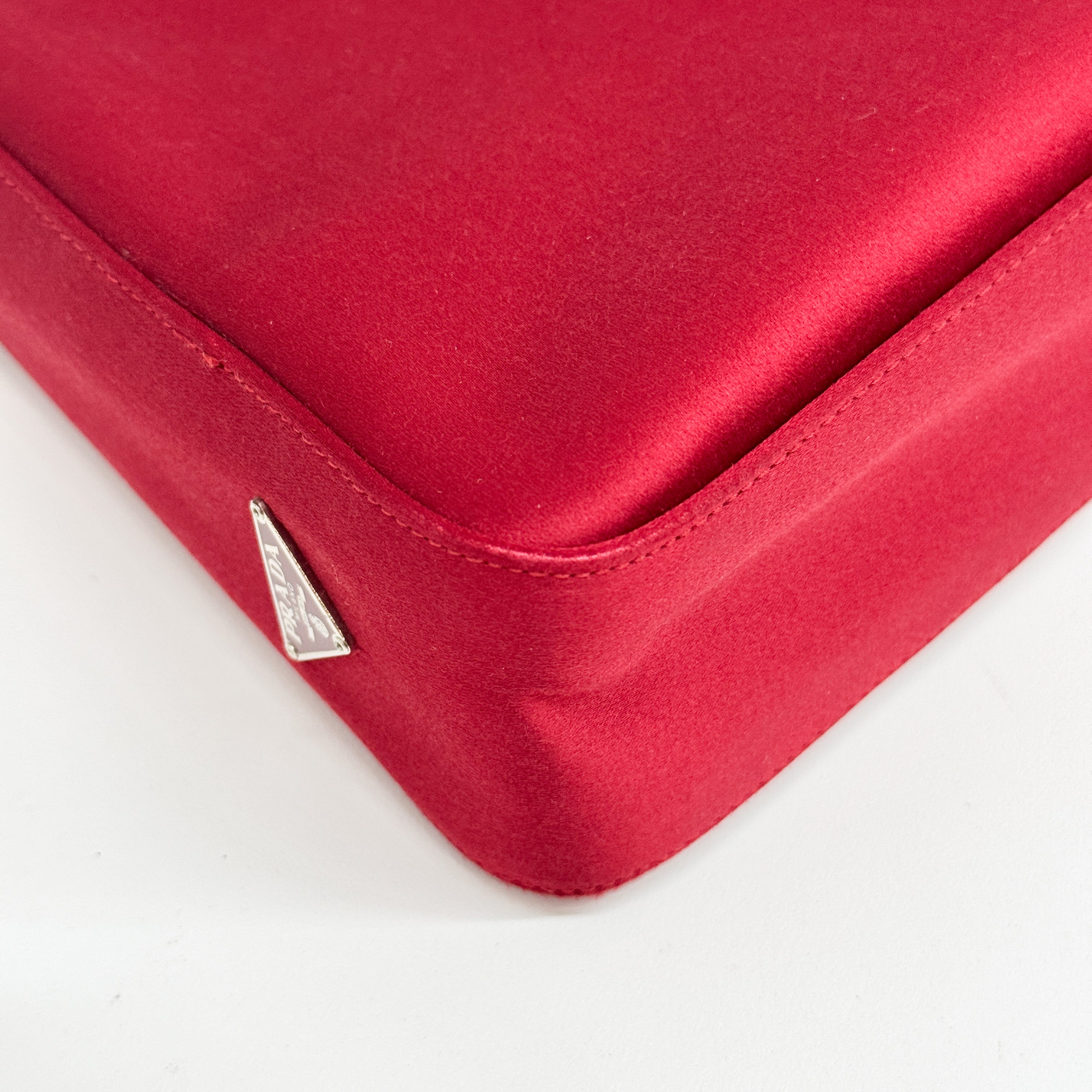 Vintage Red Triangle Satin Shoulder Bag