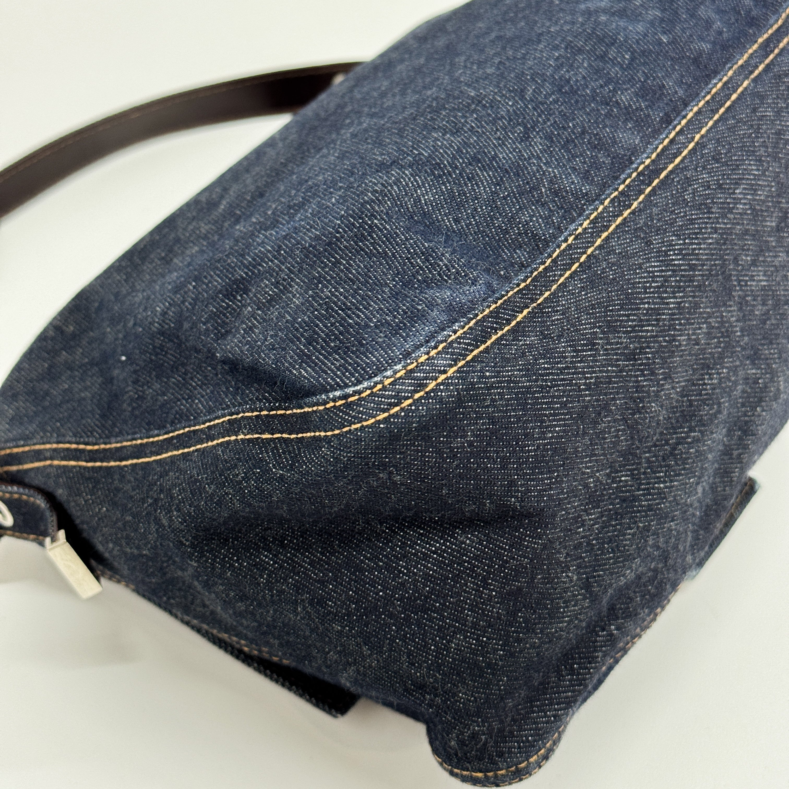 Mamma Baguette Blue Denim Shoulder Bag