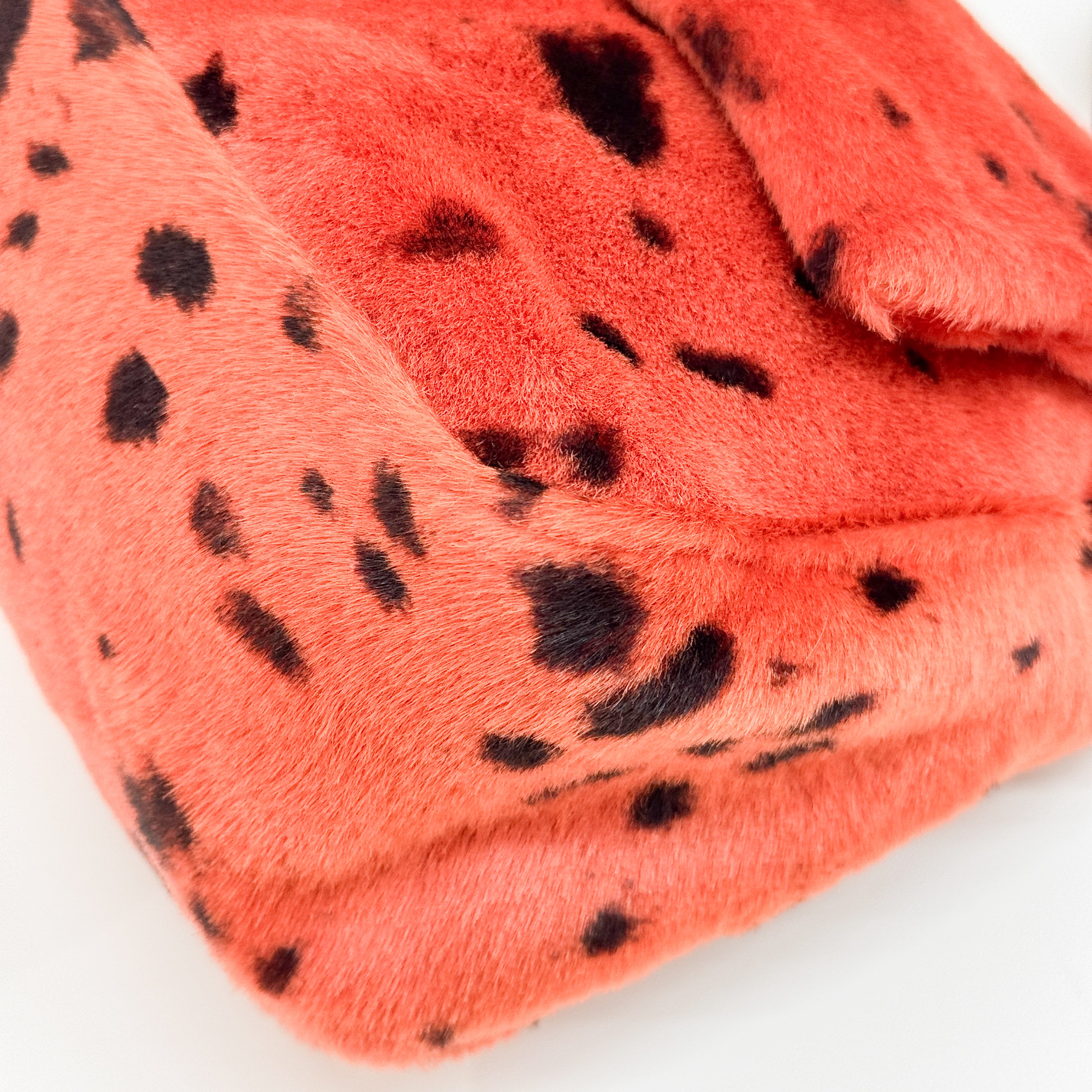 Mamma Baguette Orange Dalmatian Print Fur Shoulder Bag