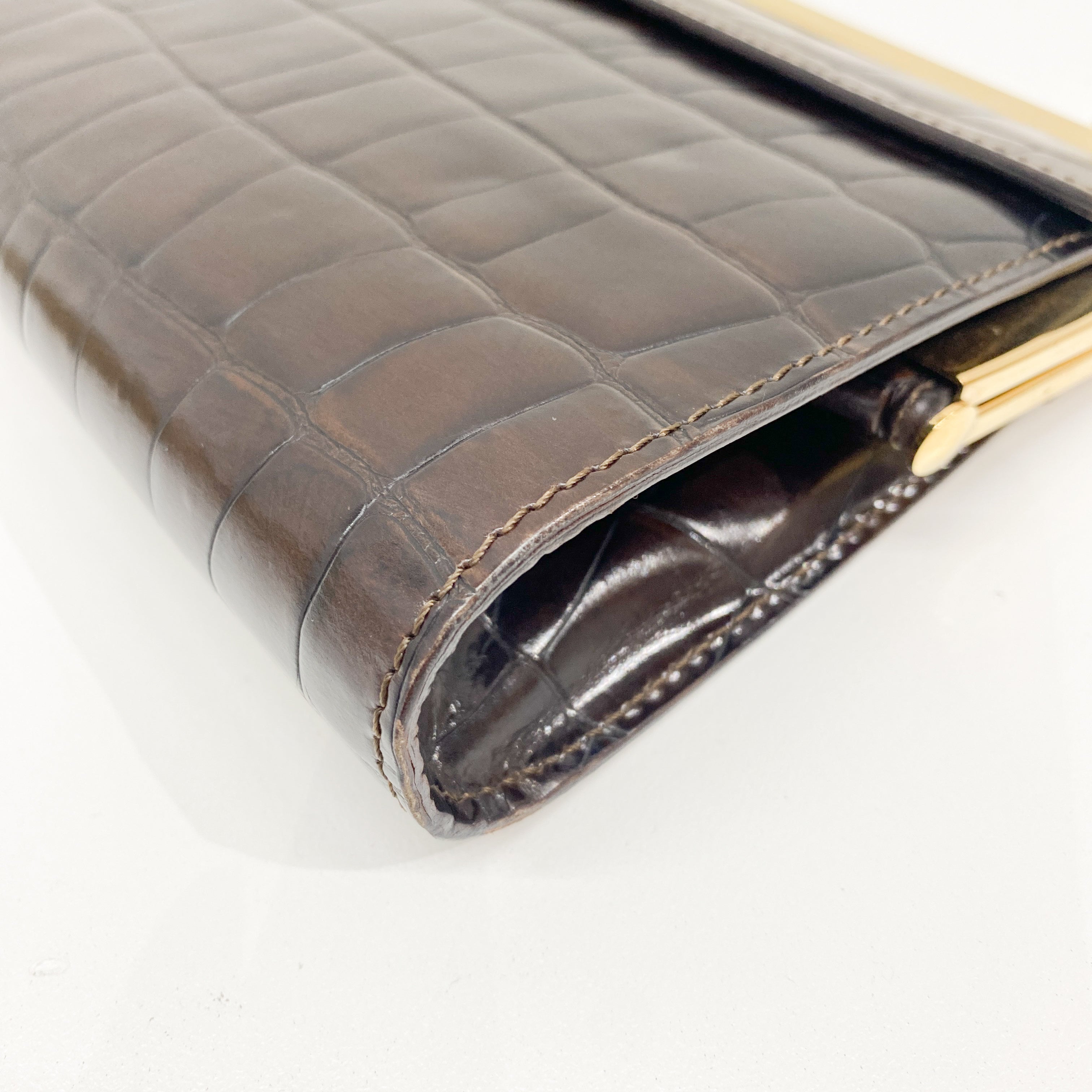 Macadam Brown Croc Chain Shoulder Bag