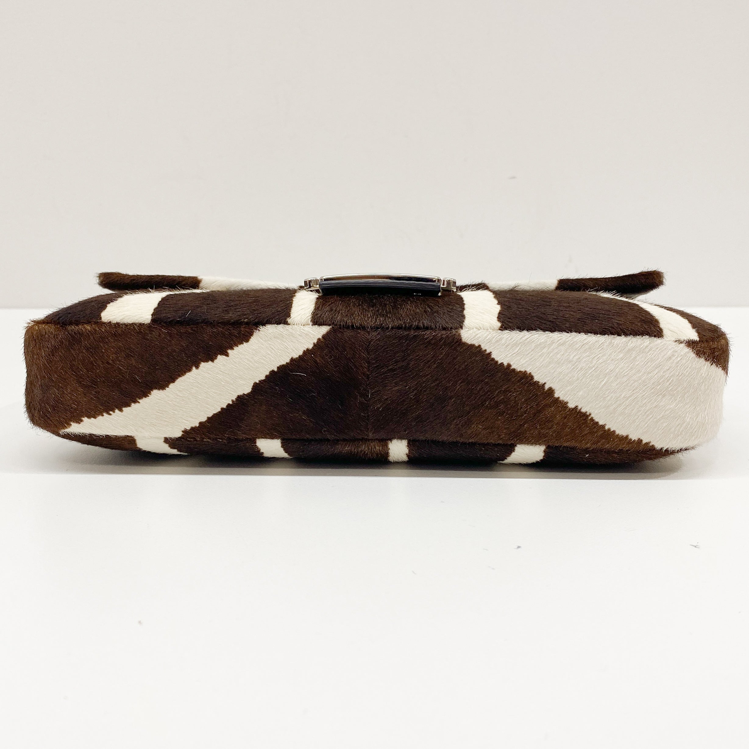 Baguette Brown Zebra Print Pony Hair Shoulder Bag