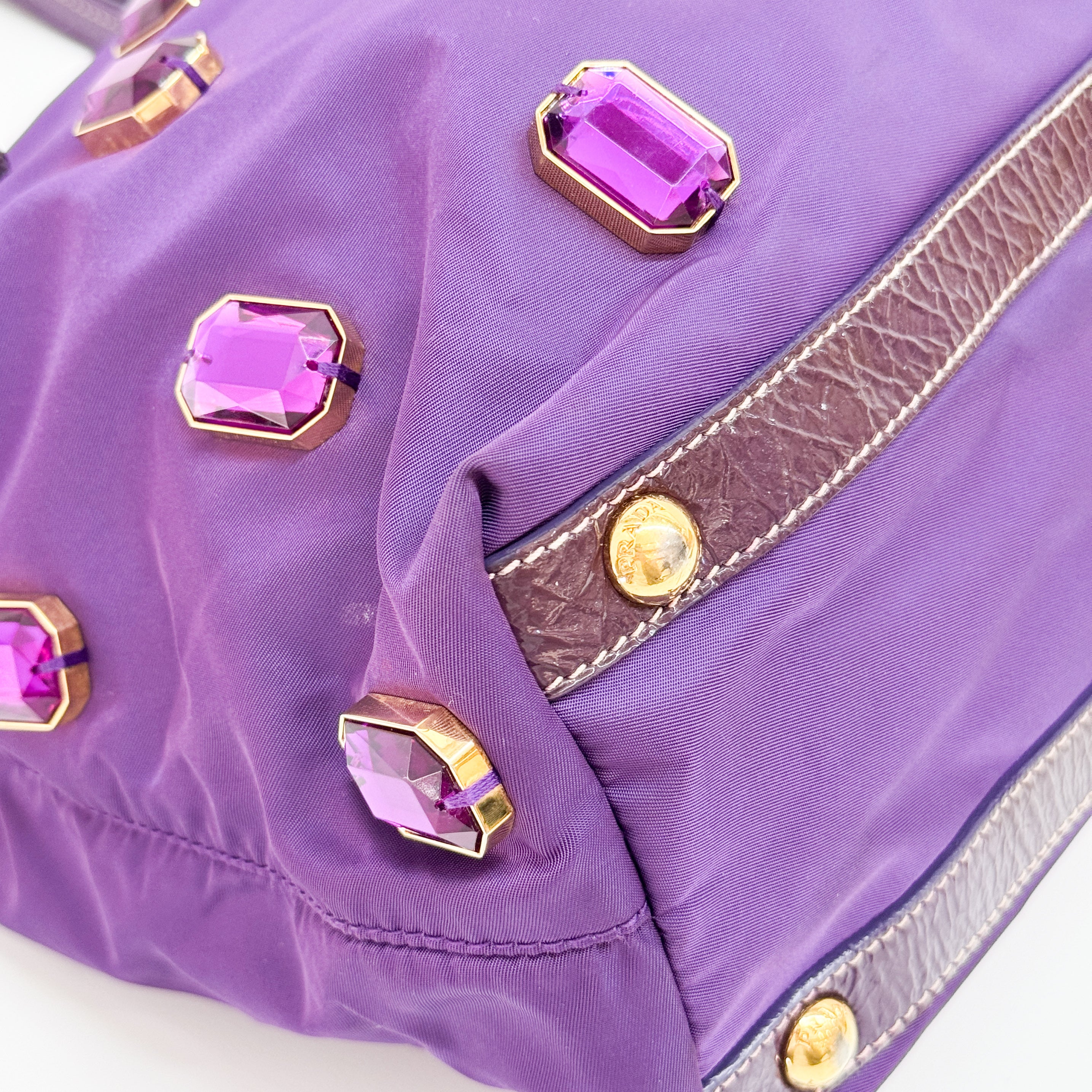 Vintage Purple Rhinenstone Satin Shoulder Bag