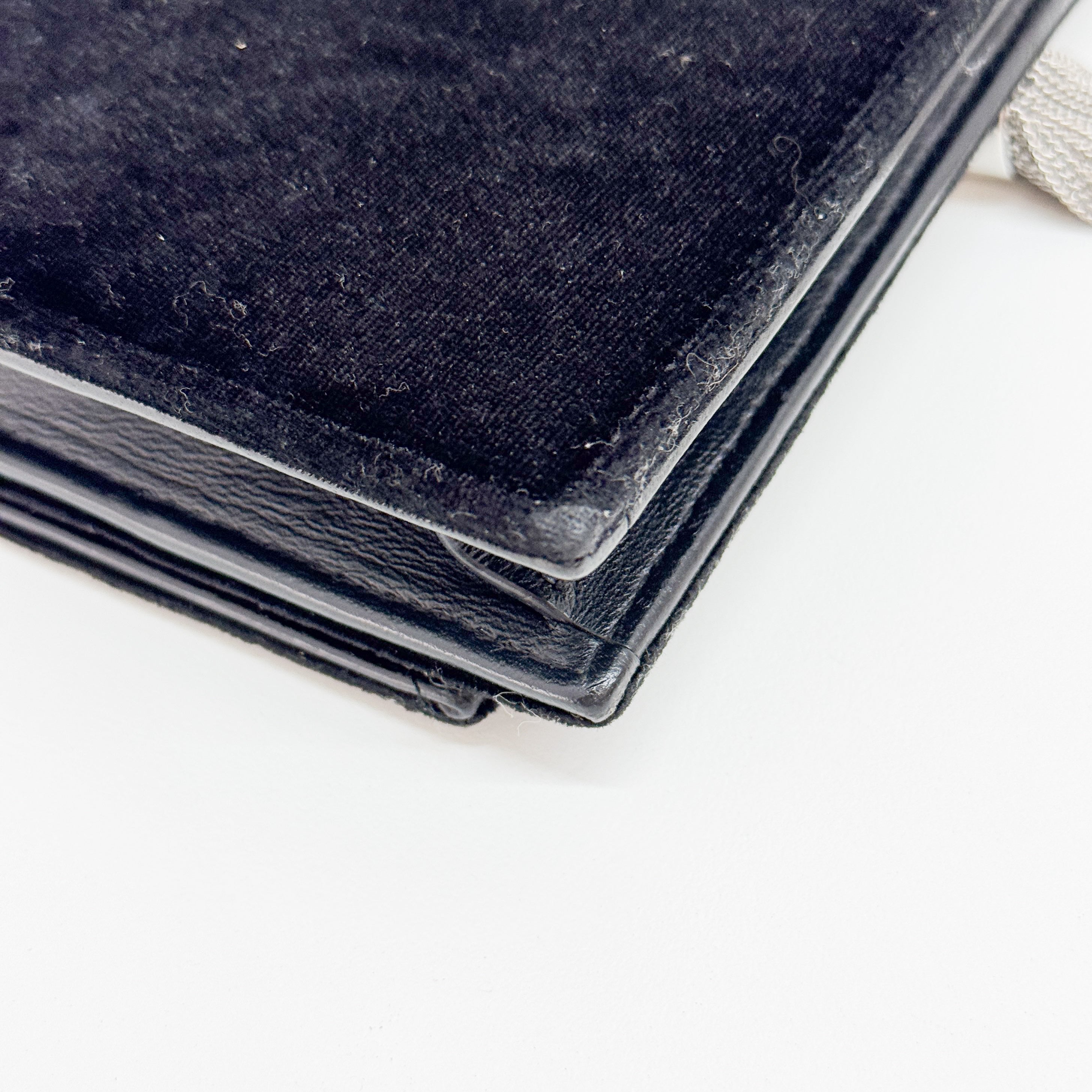 Kate Cassandra Black Rhinestone Velvet Shoulder Bag