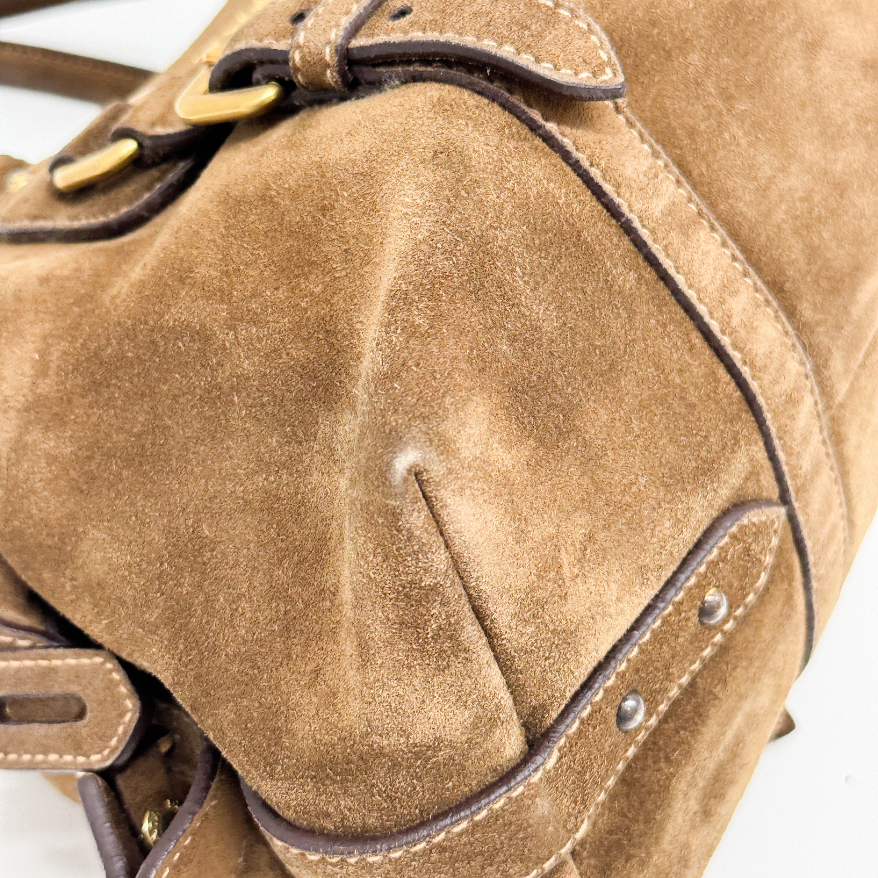 Vintage Brown Suede Hand Bag