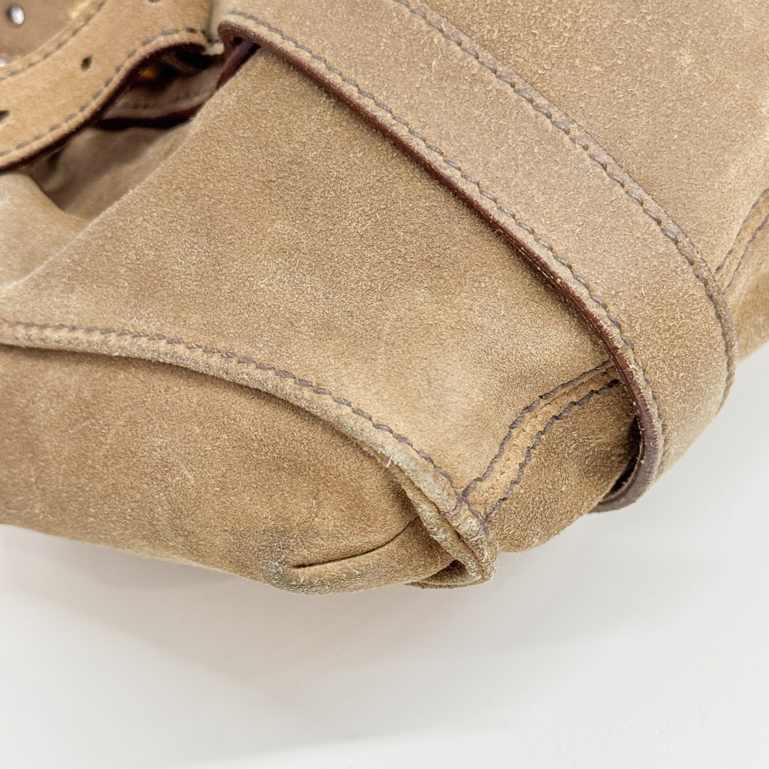Archive Beige Suede Shoulder Bag