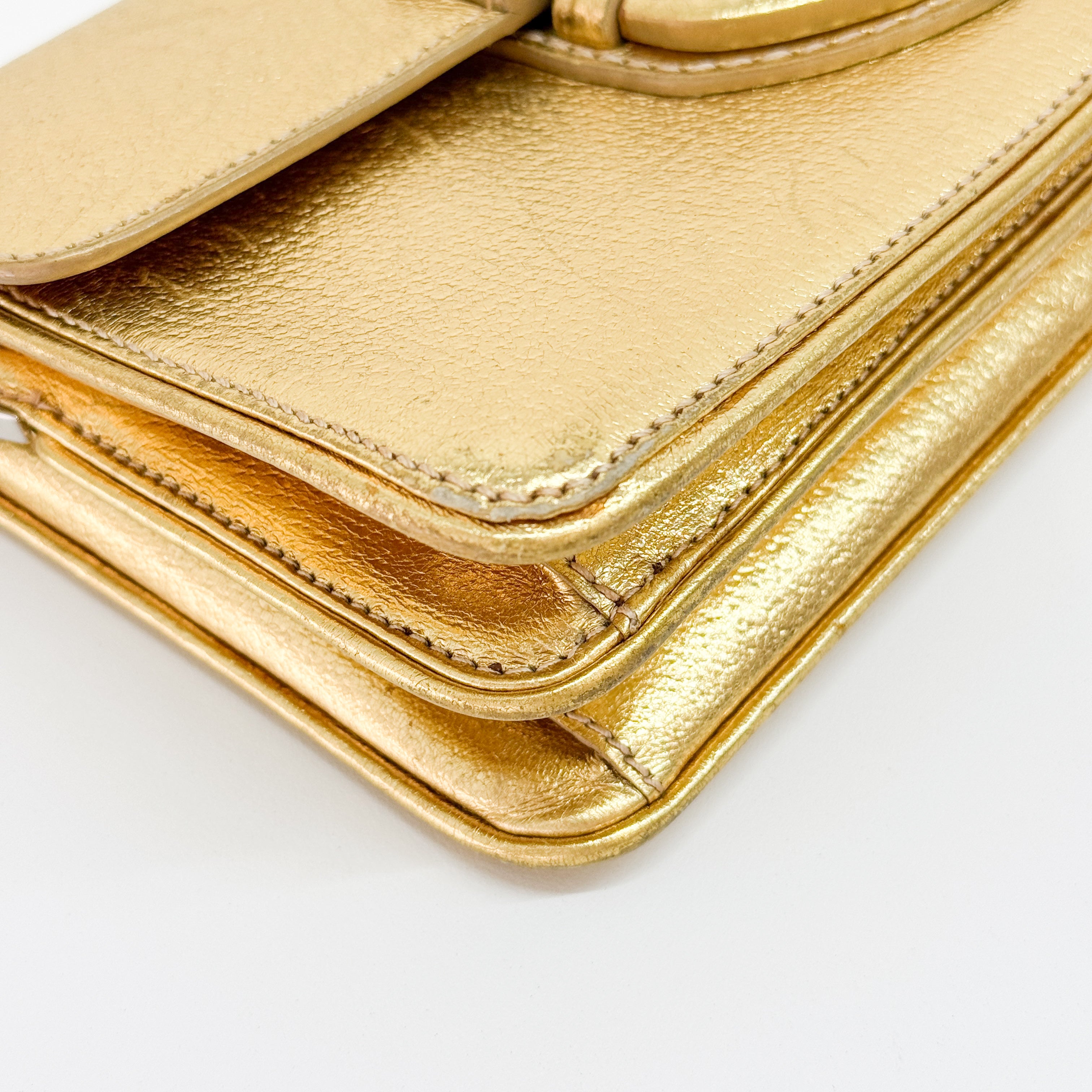 Gold Leather Shoulder Bag