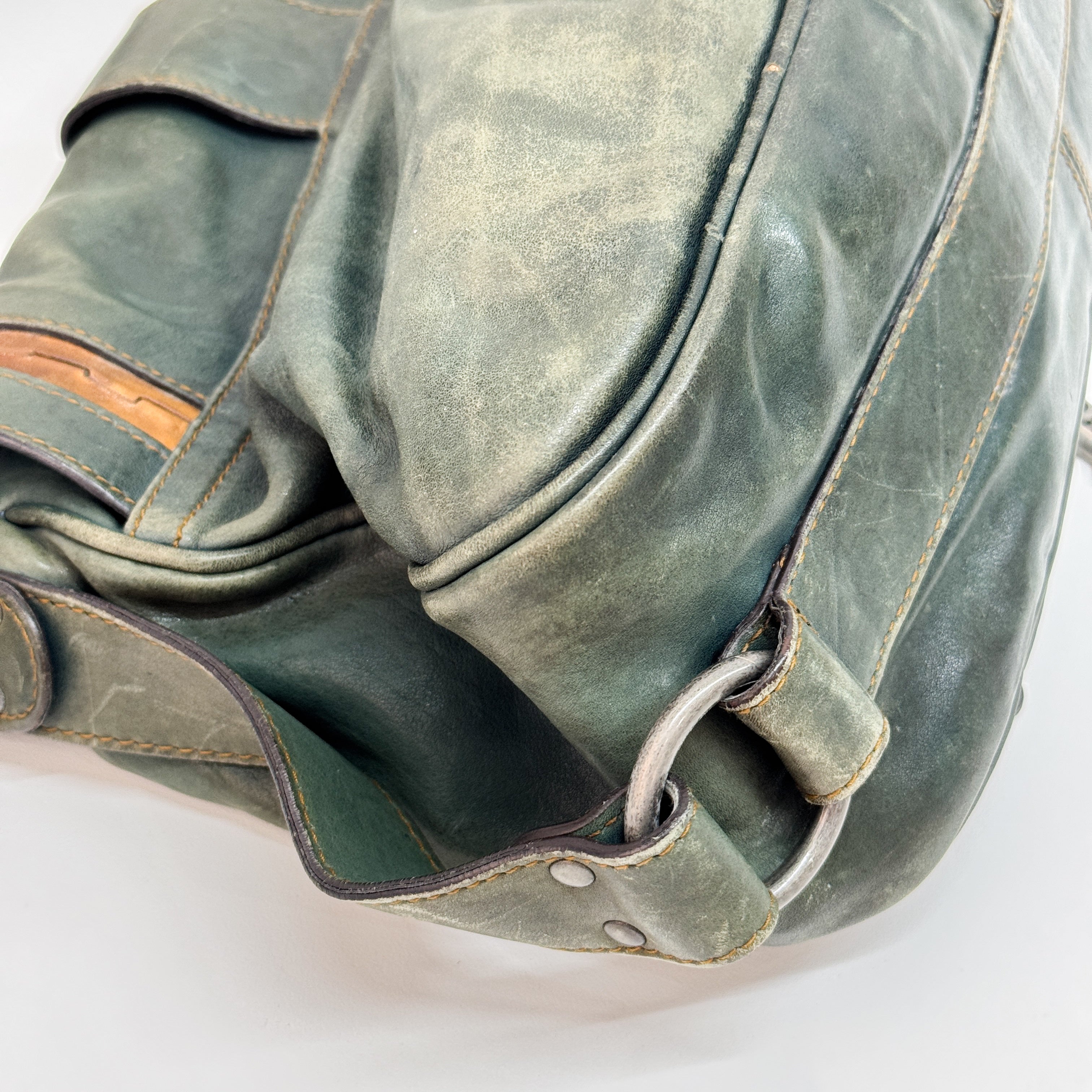Gaucho Green Calfskin Leather Shoulder Bag
