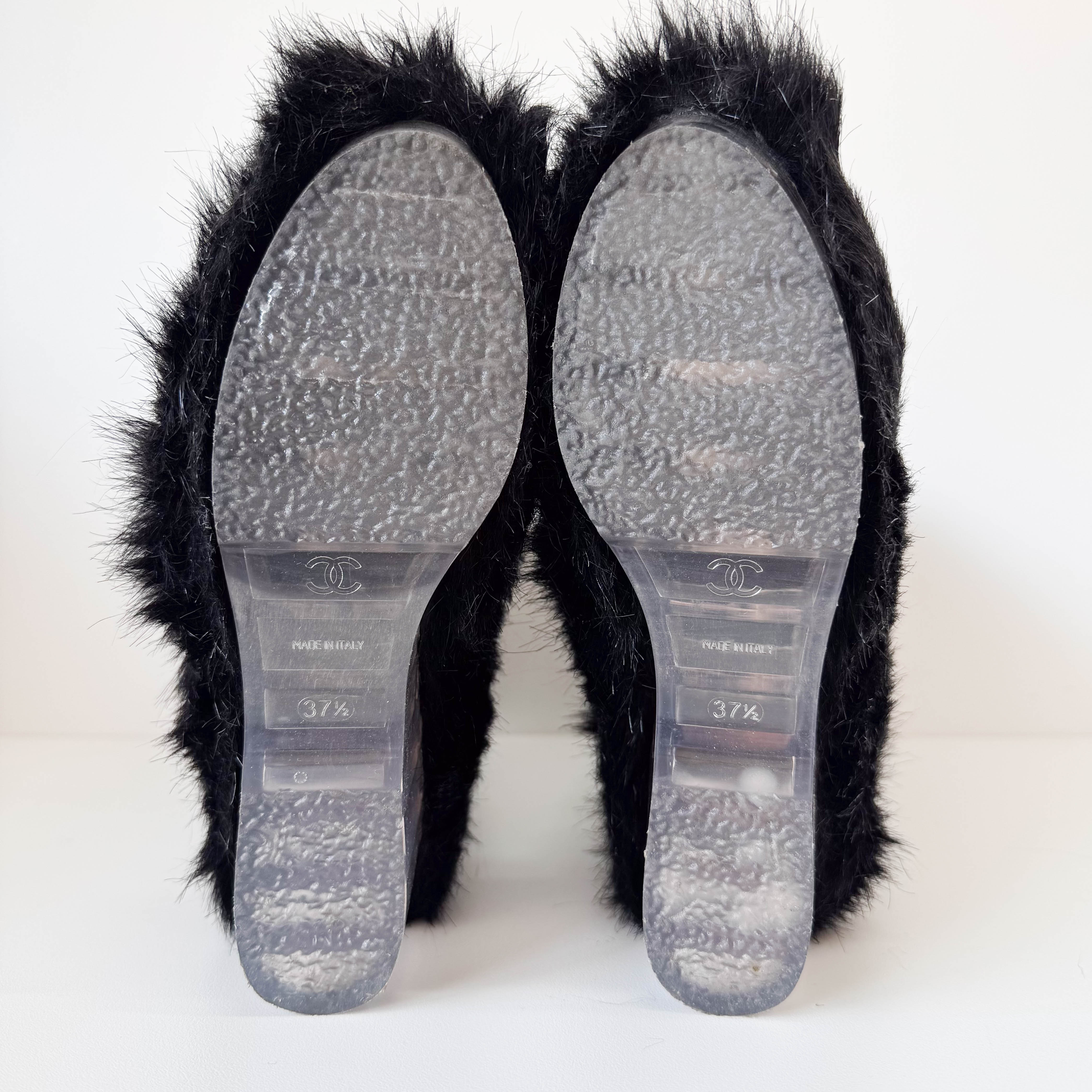 Size 37 1/2 Black Fur Boots