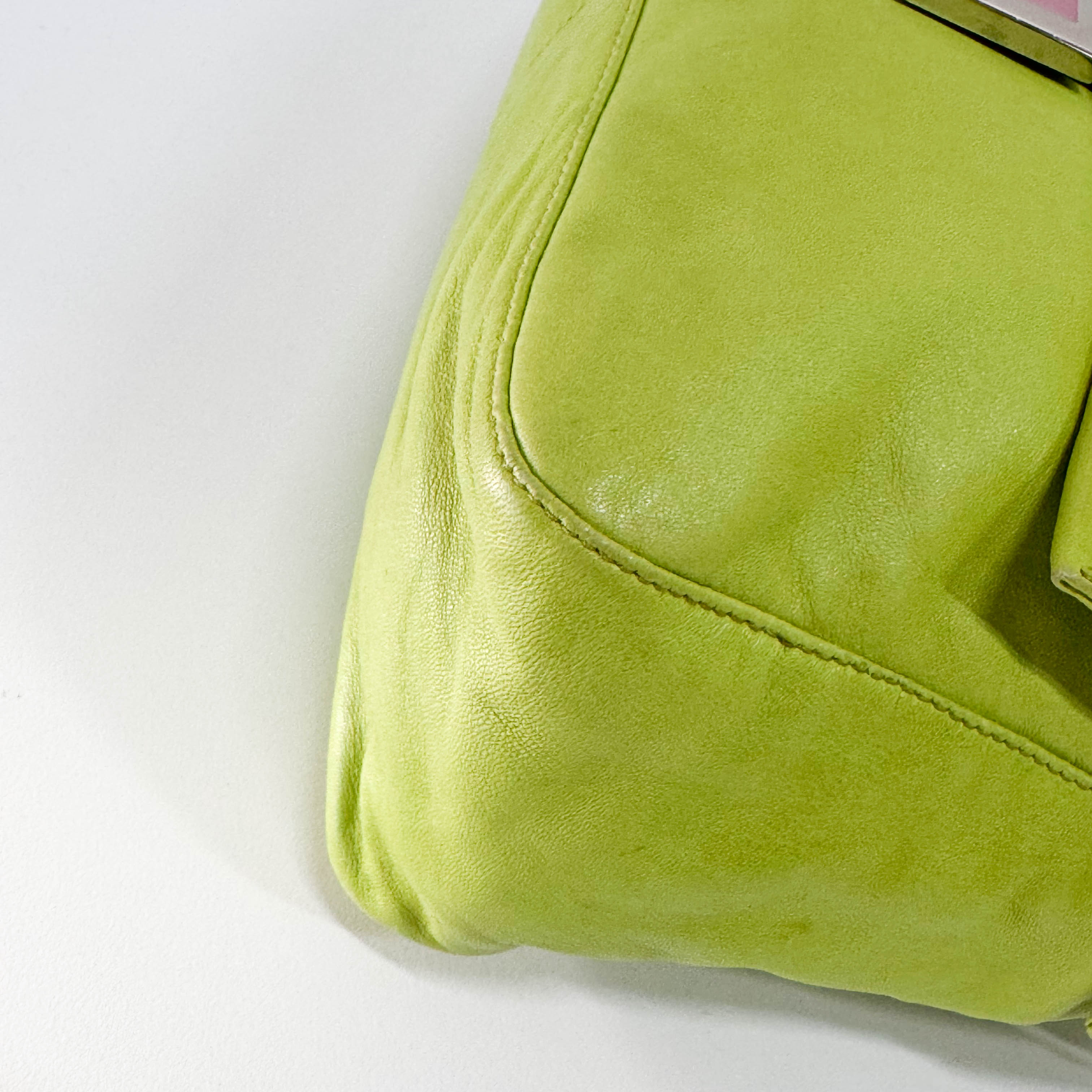 Mamma Baguette Green Nappa Leather Shoulder Bag