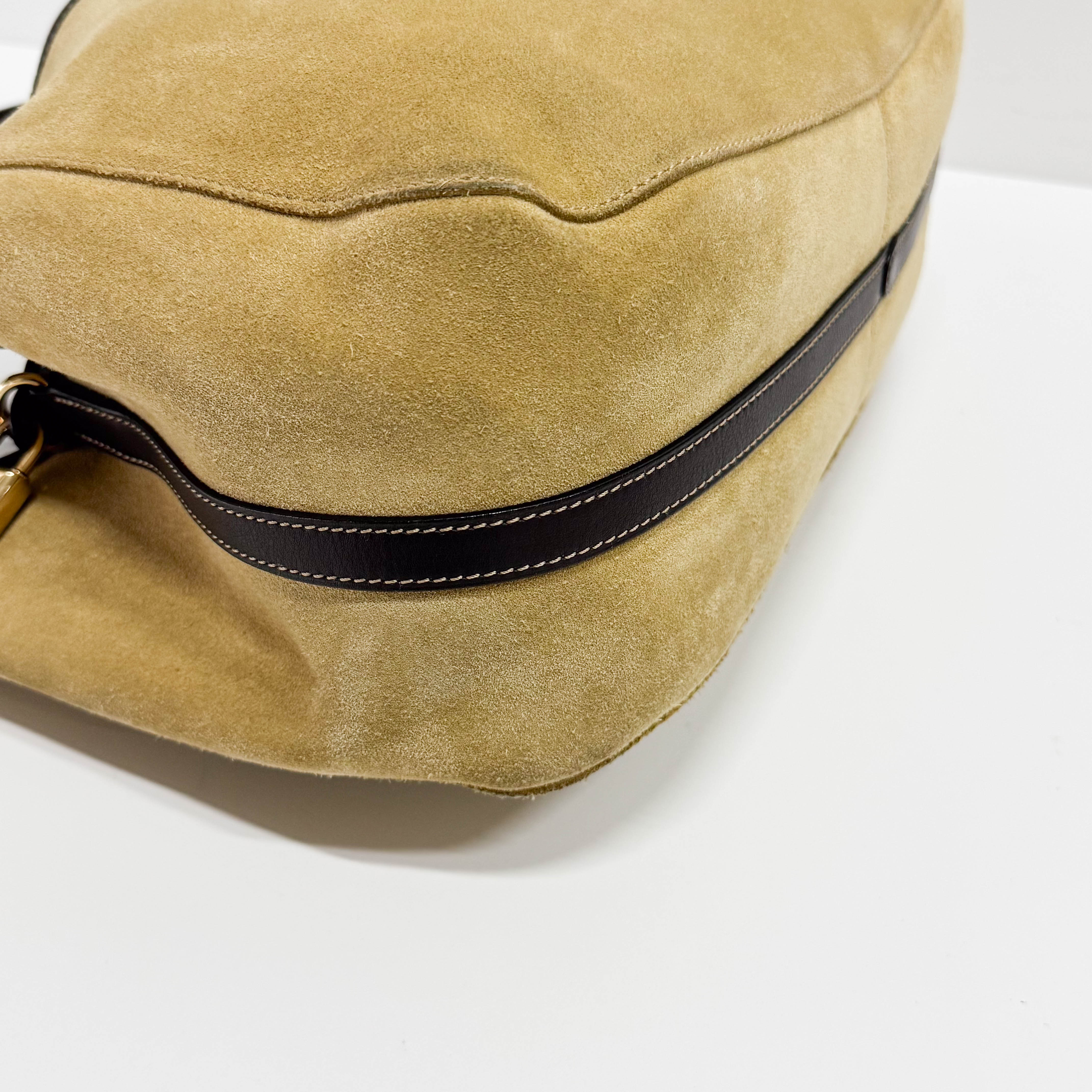 Anagram Beige Suede Shoulder Bag