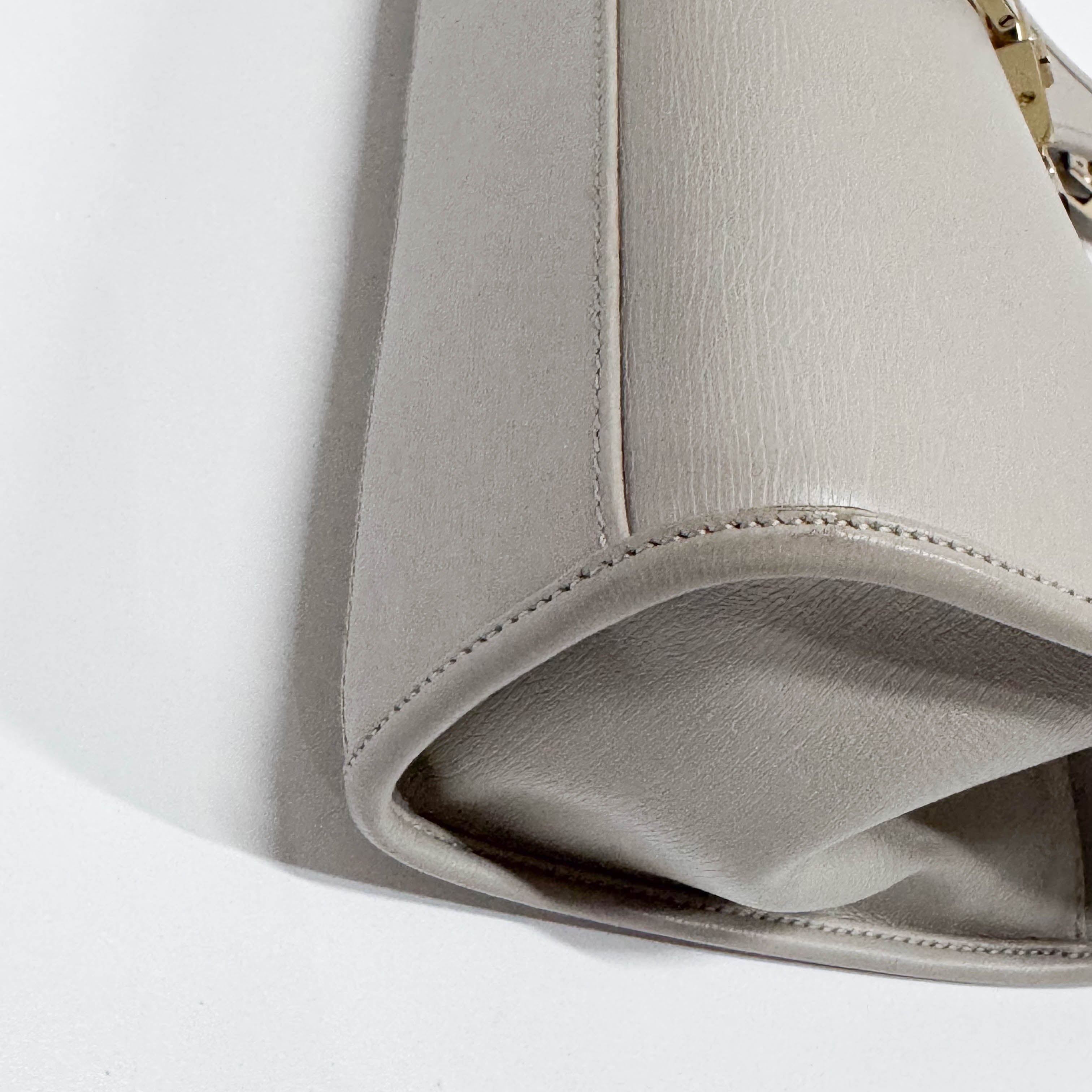 Jackie Small Grey Leather Shoulder Bag