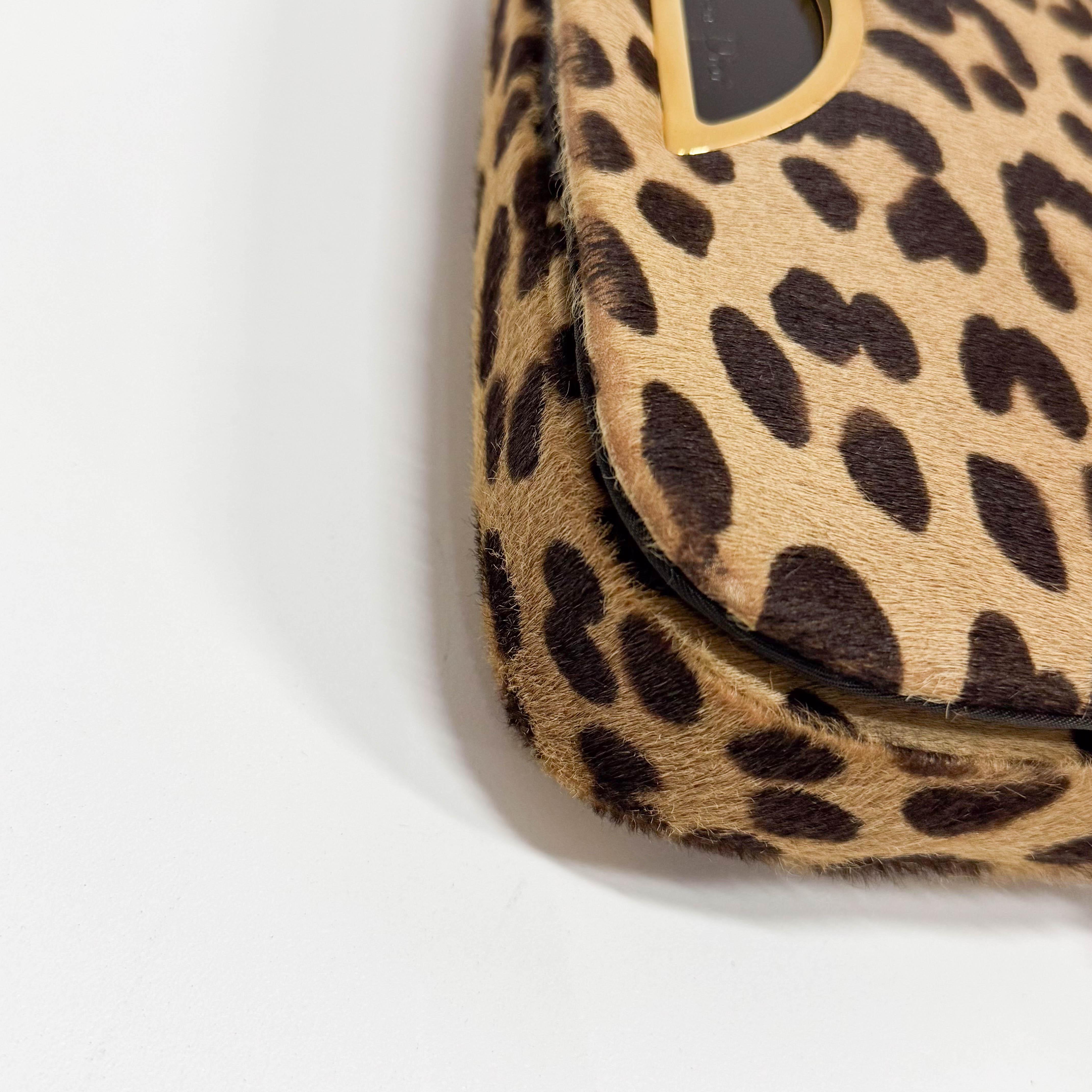 Malice Pearl Leopard Brown Leather Shoulder Bag