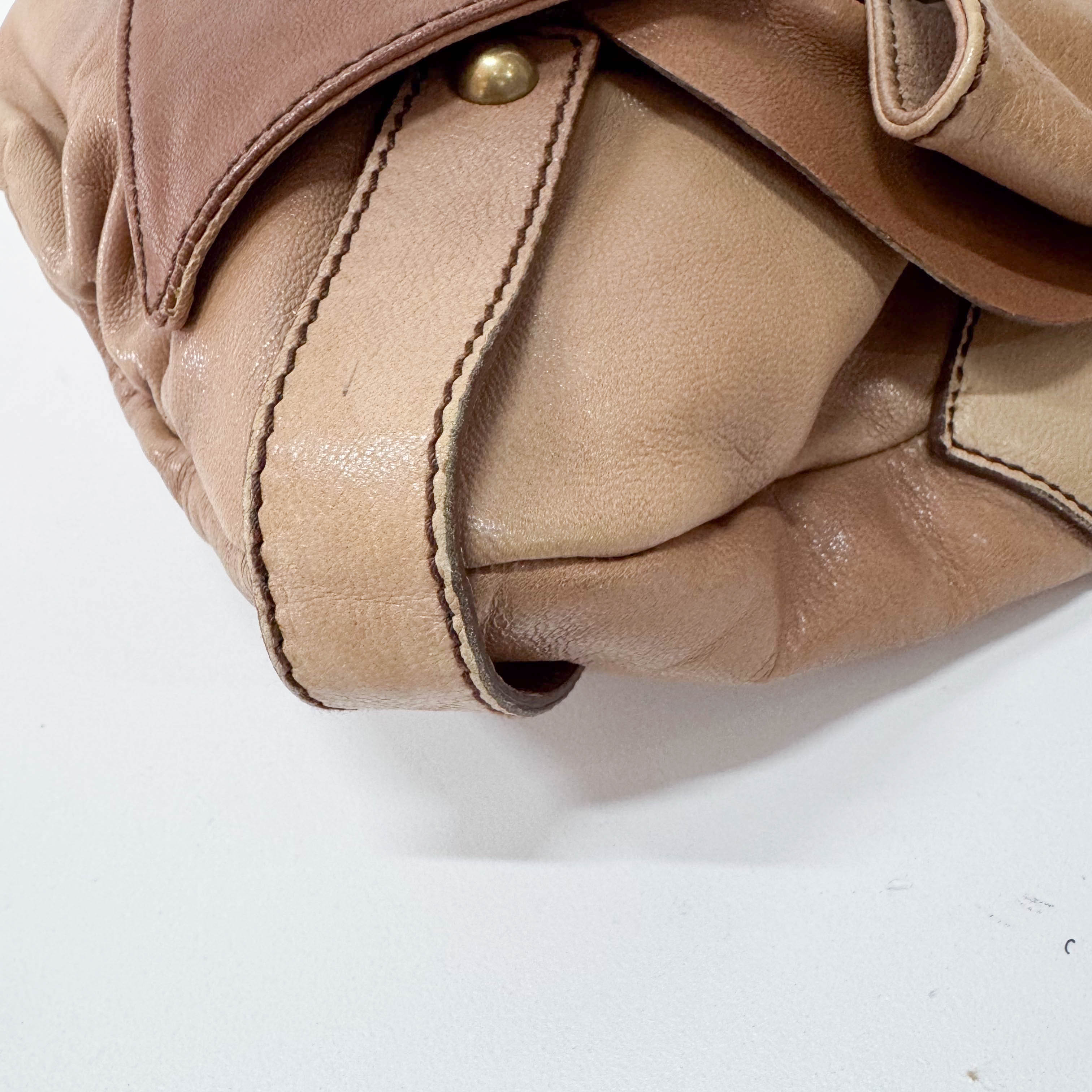 Ribbon Brown Leather Shoulder Bag