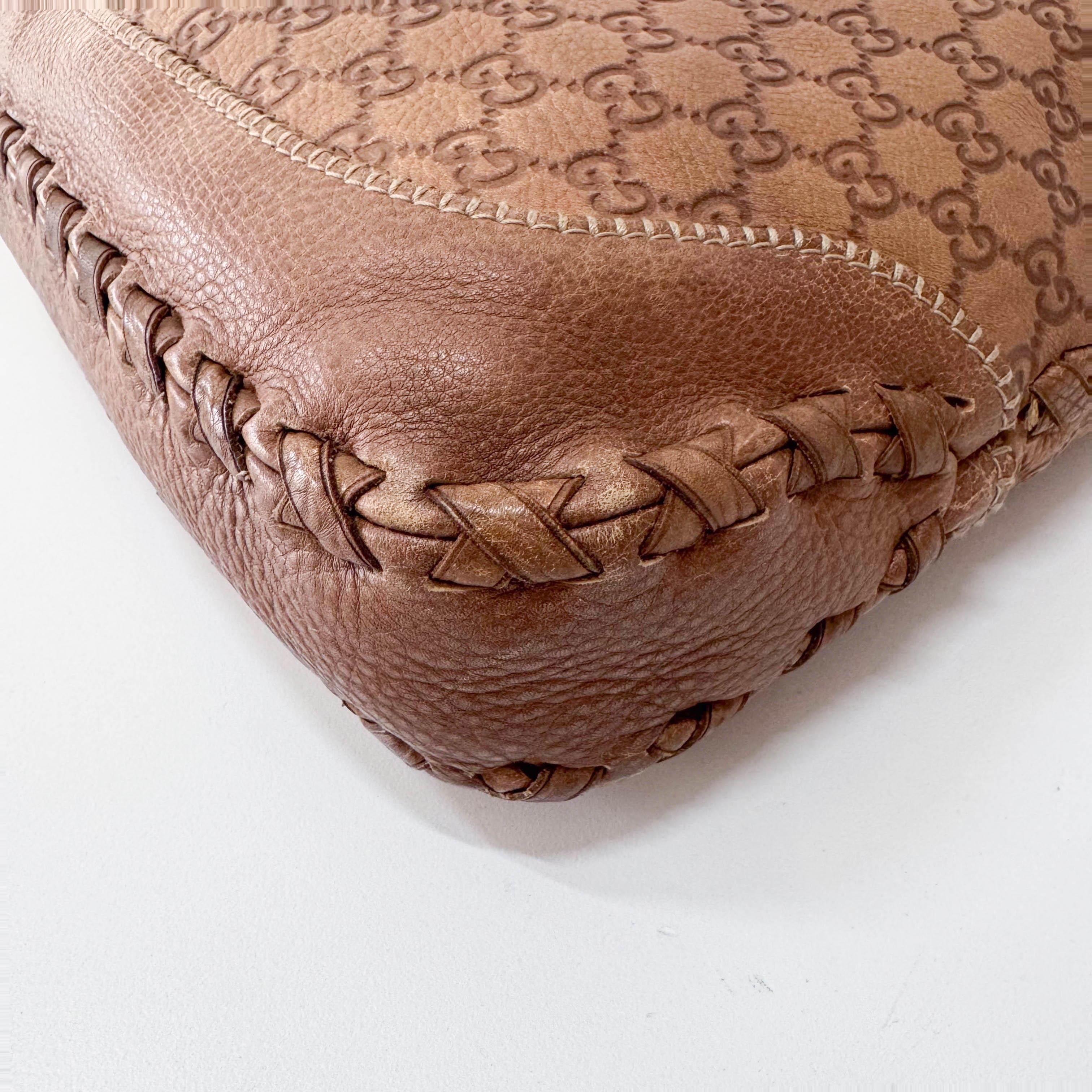 New Jackie Bamboo Guccissima Brown Calfskin Shoulder Bag