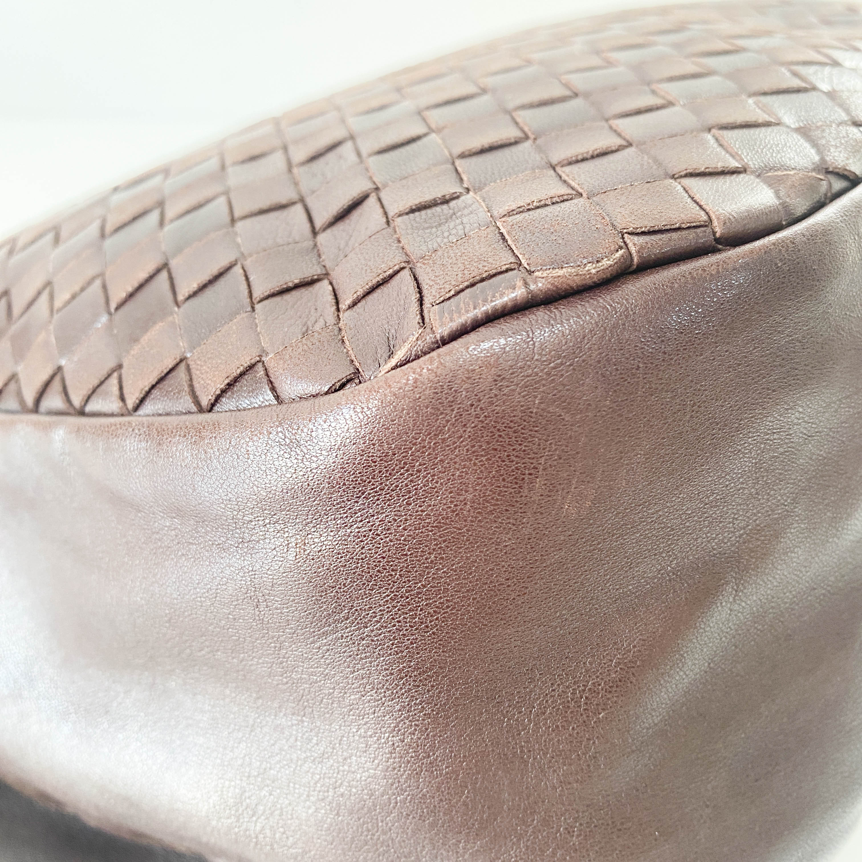 Intrecciato Brown Leather Shoulder Bag